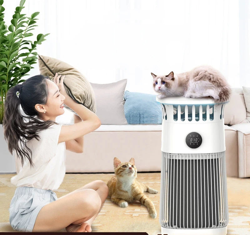 Pet cats use air purifiers to suck cat fur remove odors allergens sterilize and disinfect