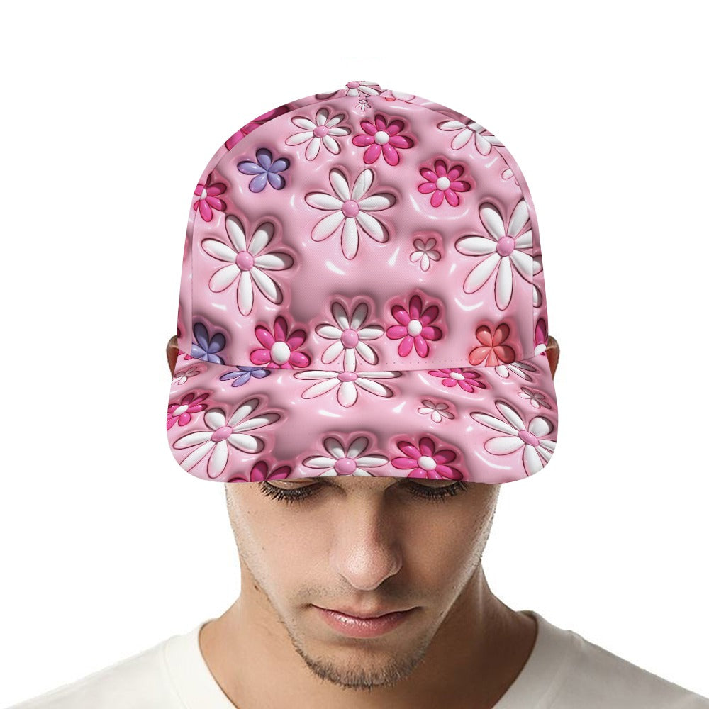 Pink Flowers Inflated Floral 3D Design Sublimation Cap