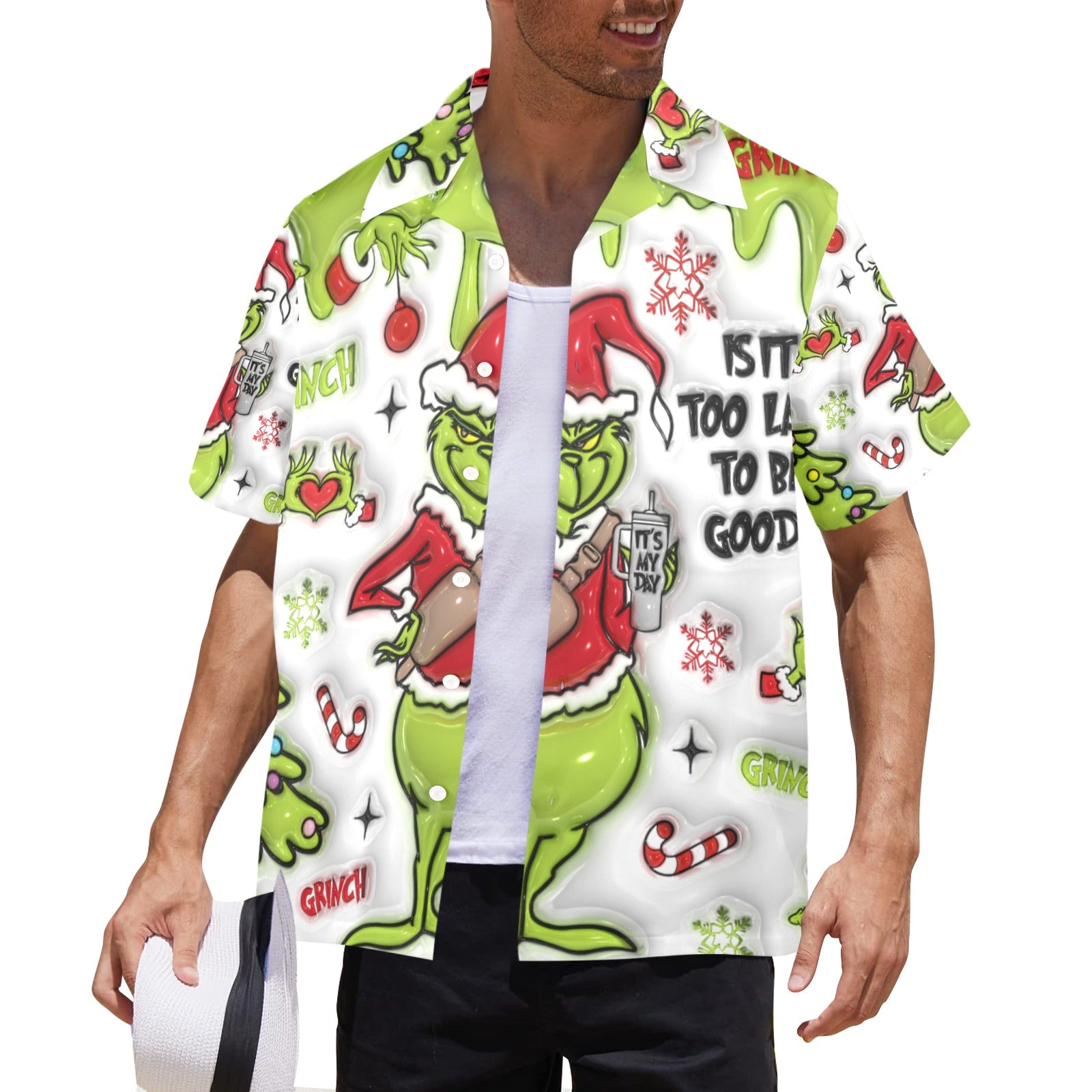 Men's All Over Print Christmas Grinchy Shirt Made In USA Ships to USA Only
