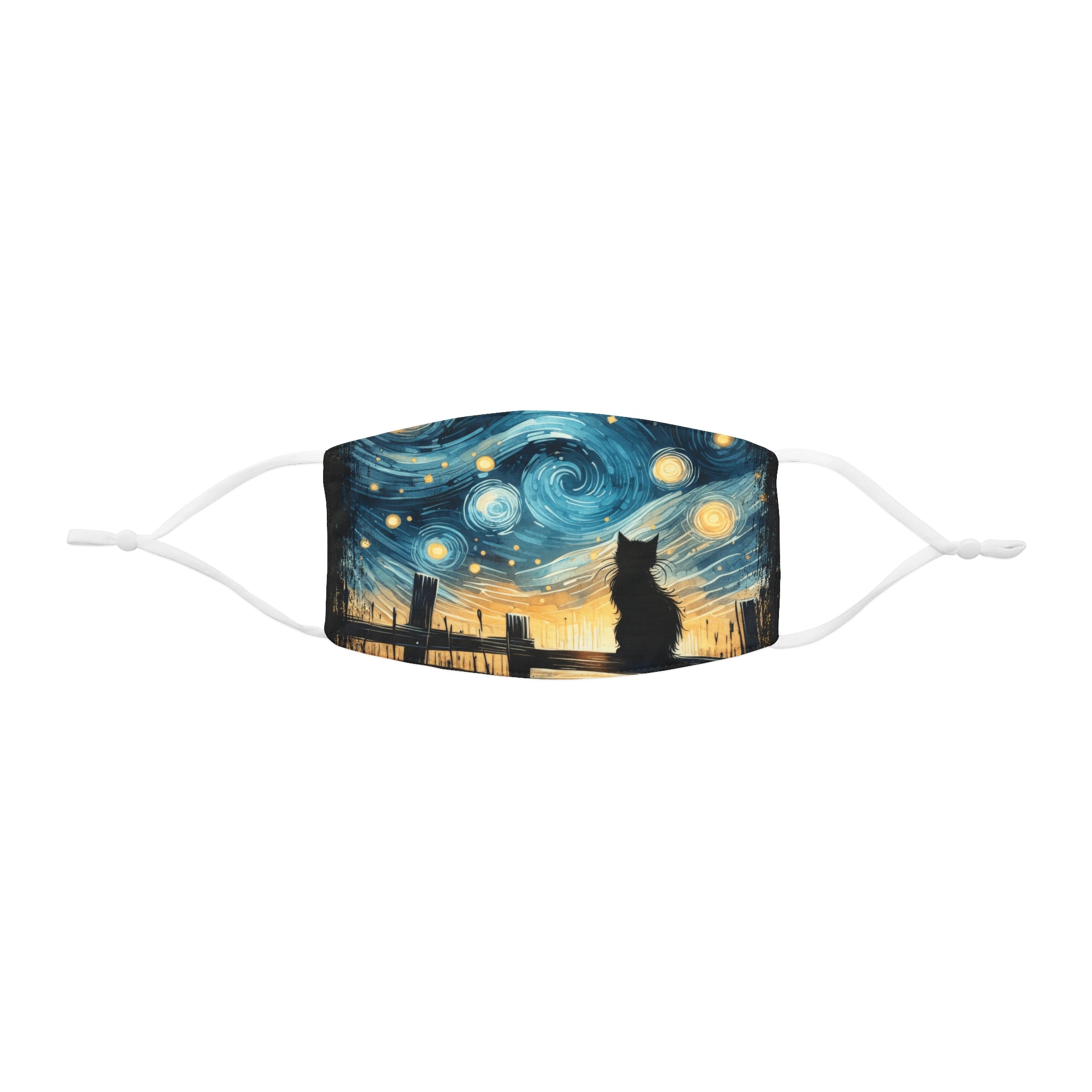 Starry Night Cat face mask | Van Gogh inspired night sky silhouette