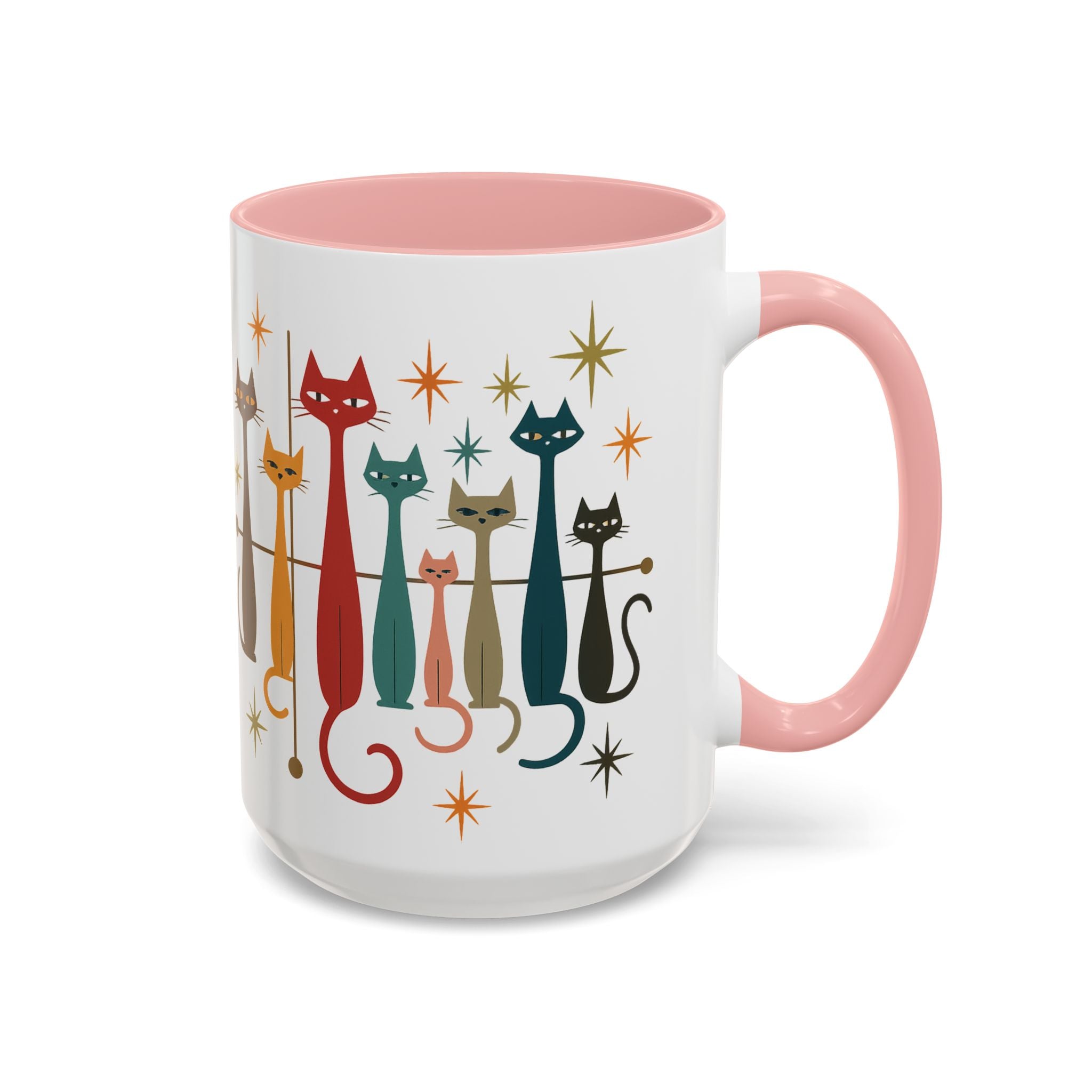 Retro Mid-Century Cats 1950s 1960s Accent Coffee Mug | 11oz 15oz