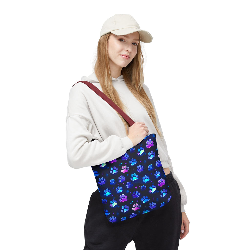 Neon Paw Print Tote | Colorful Cat Dog Paw Pattern All Over Print