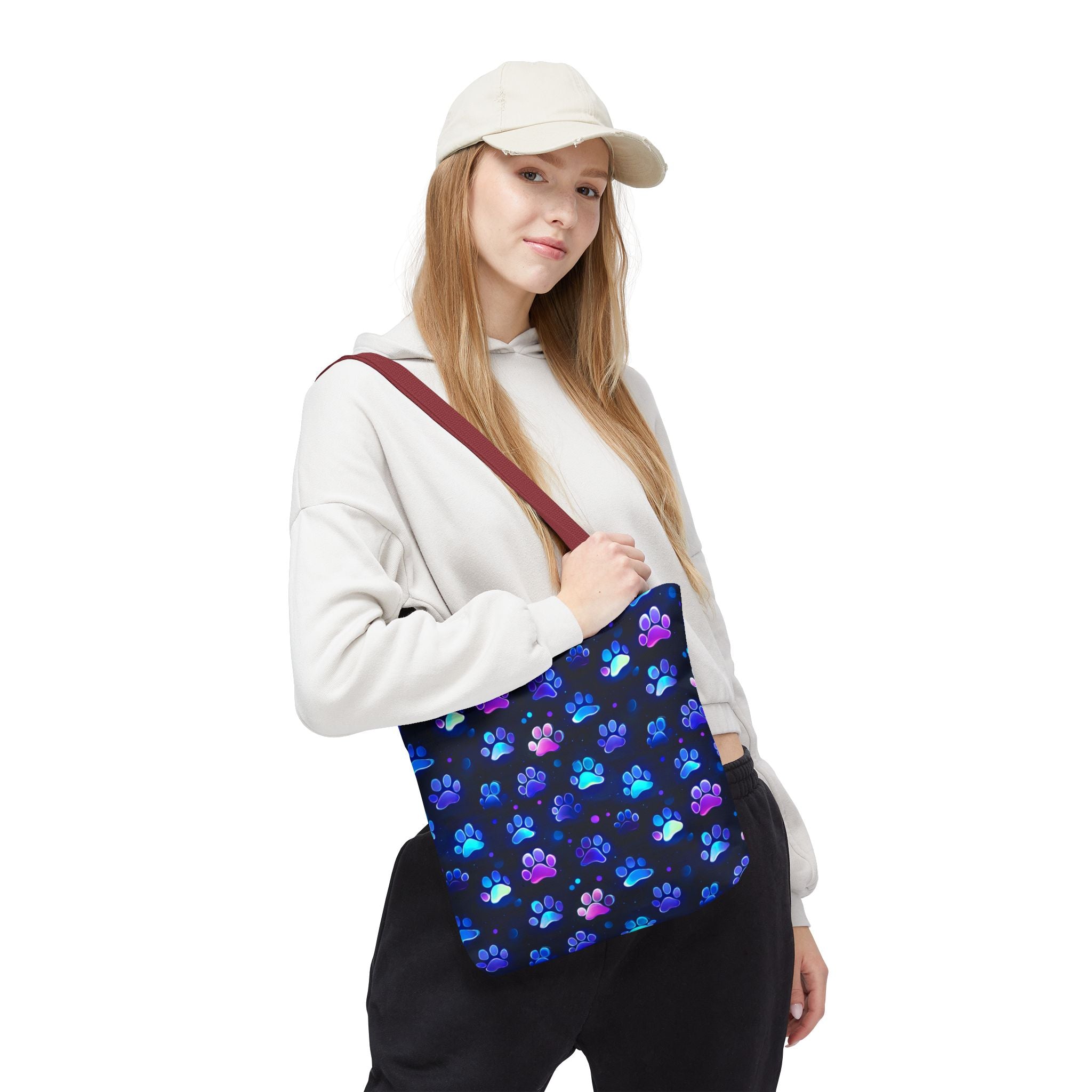 Neon Paw Print Tote | Colorful Cat Dog Paw Pattern All Over Print