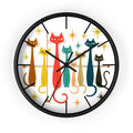 Retro Mid Century Modern Cats Wall Clock | Atomic Starburst Cat Design