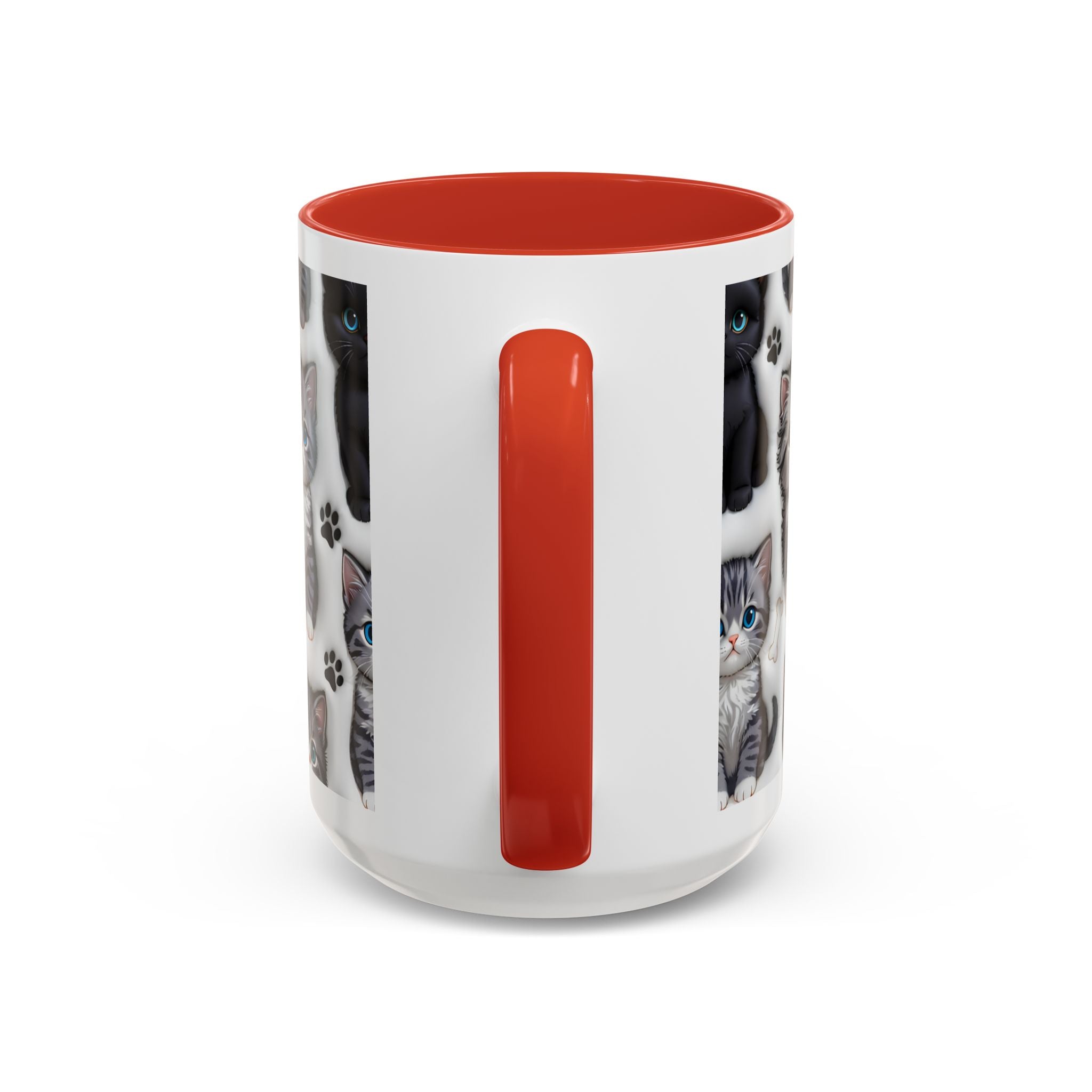 Cute Kitten Pattern Accent Coffee Mug | Cat Paw Print Design