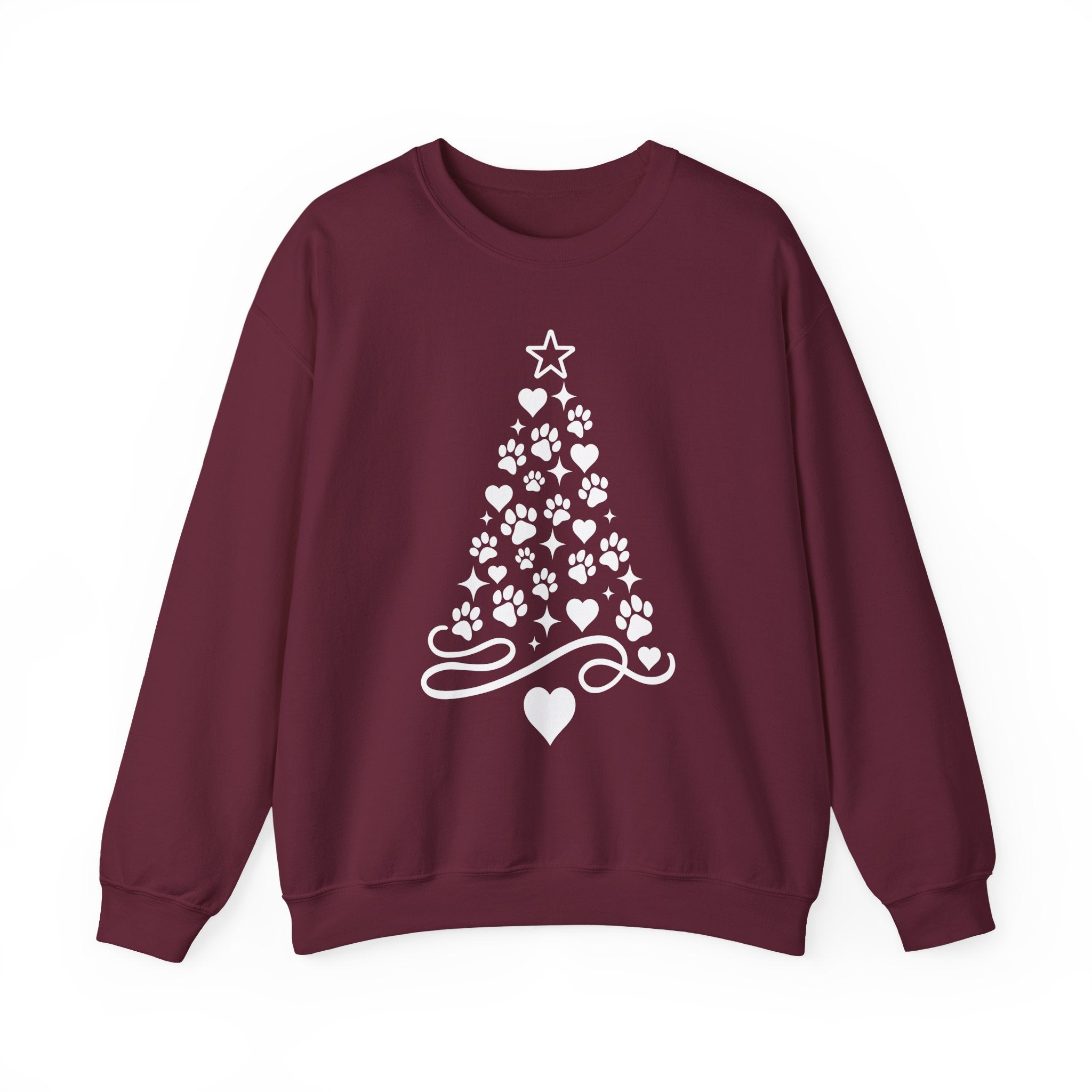 Paw Paw Print Christmas Tree Sweatshirt | Pet Lover Holiday Crewneck