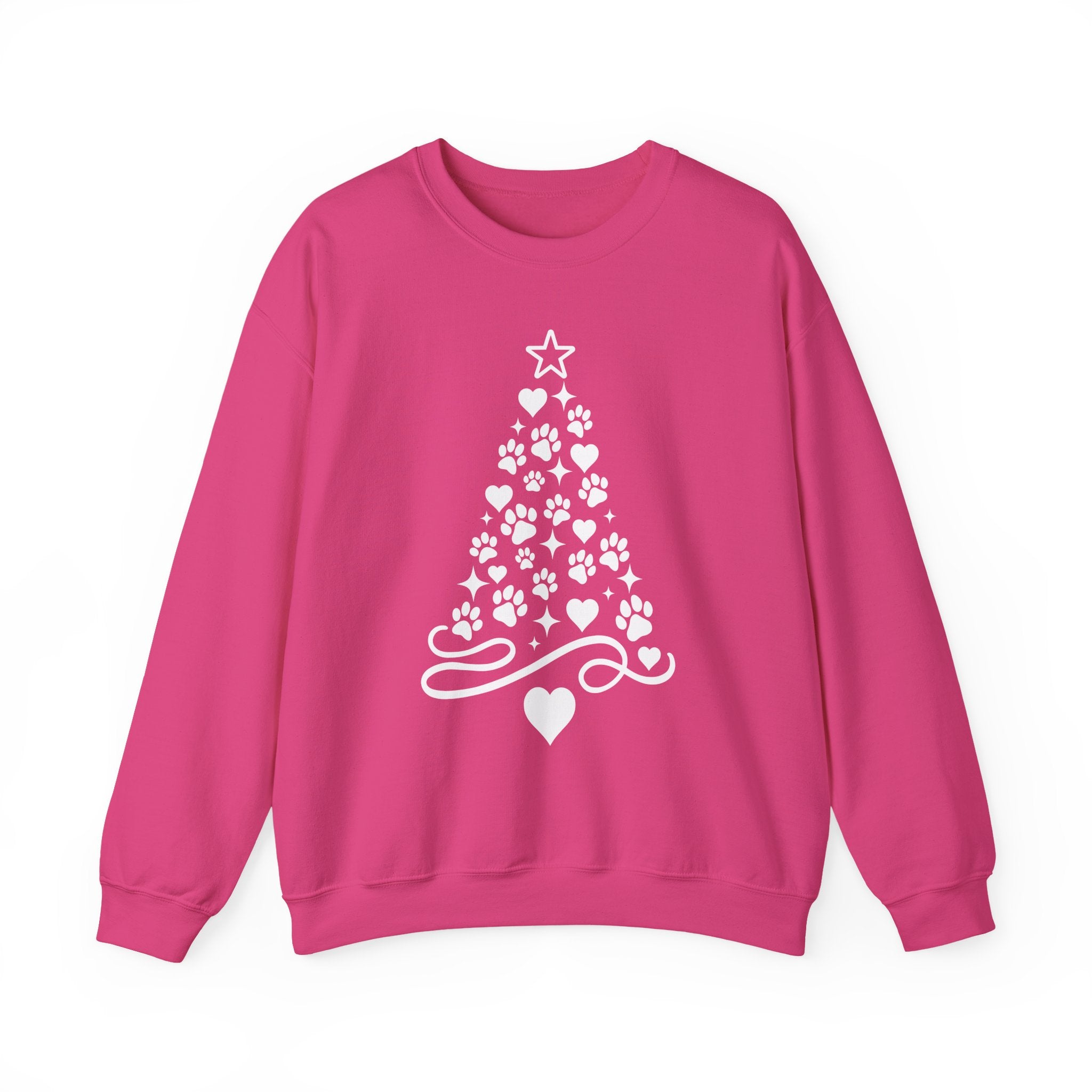 Paw Paw Print Christmas Tree Sweatshirt | Pet Lover Holiday Crewneck