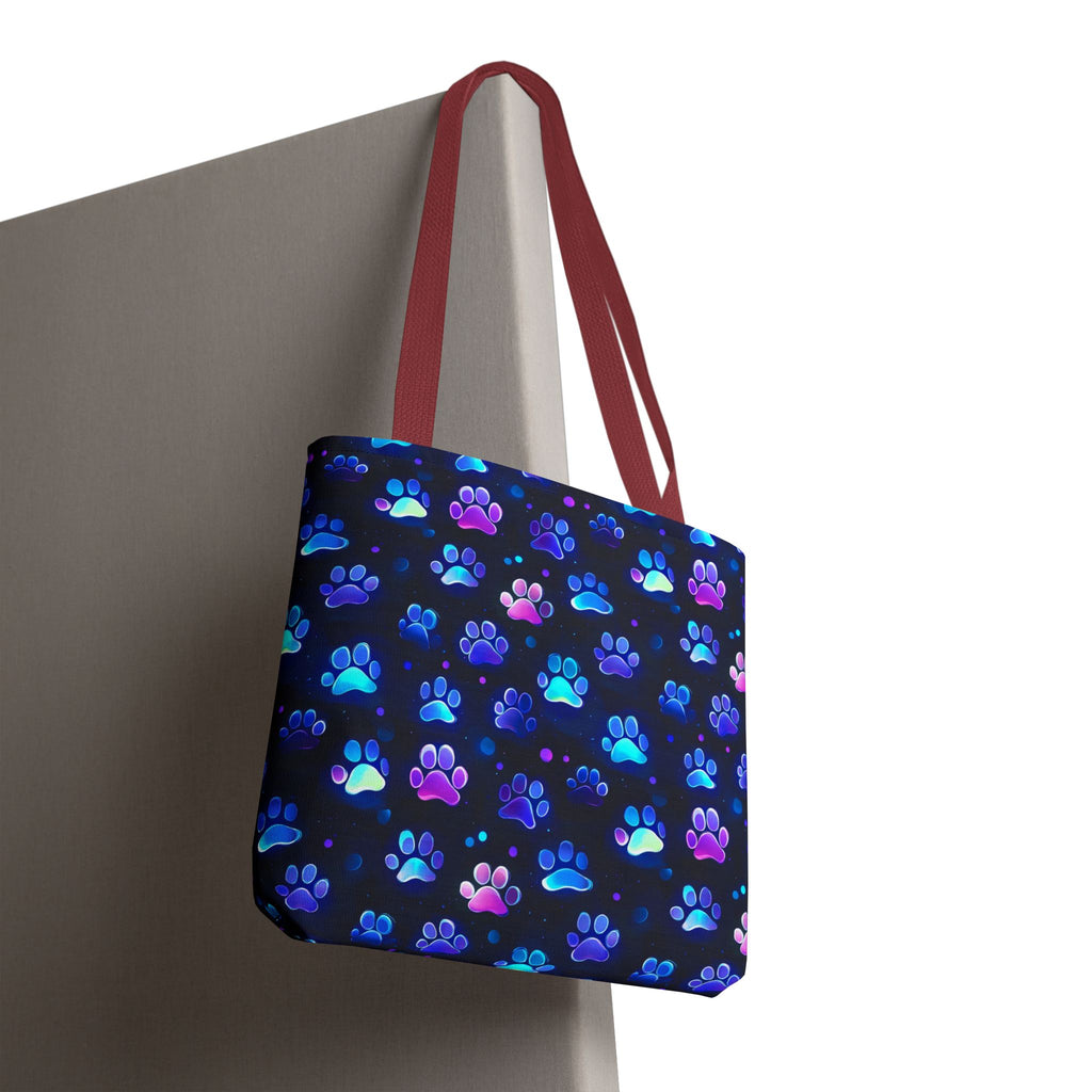Neon Paw Print Tote | Colorful Cat Dog Paw Pattern All Over Print