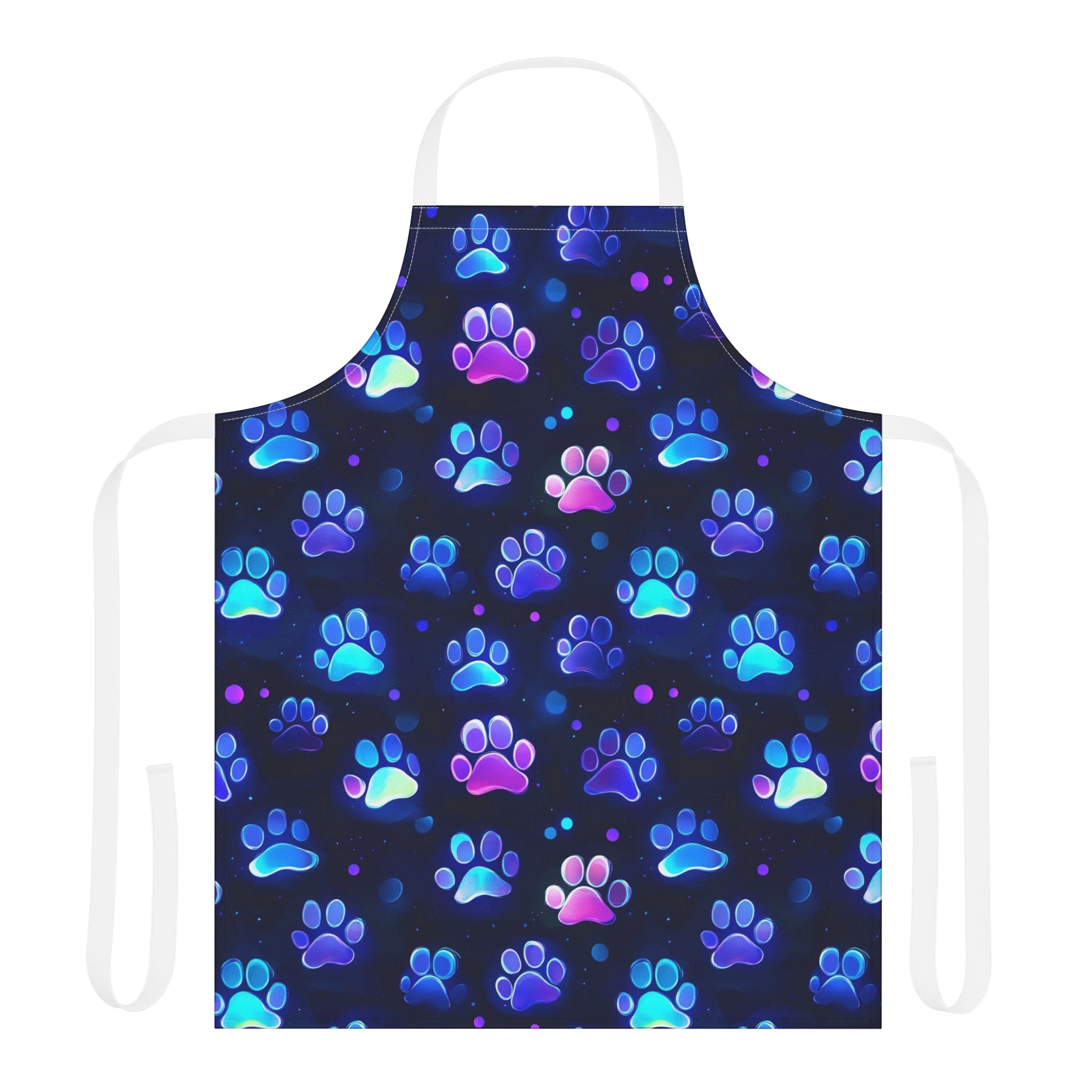 Neon Paw Prints Apron | Colorful Cat Dog Paws Pattern