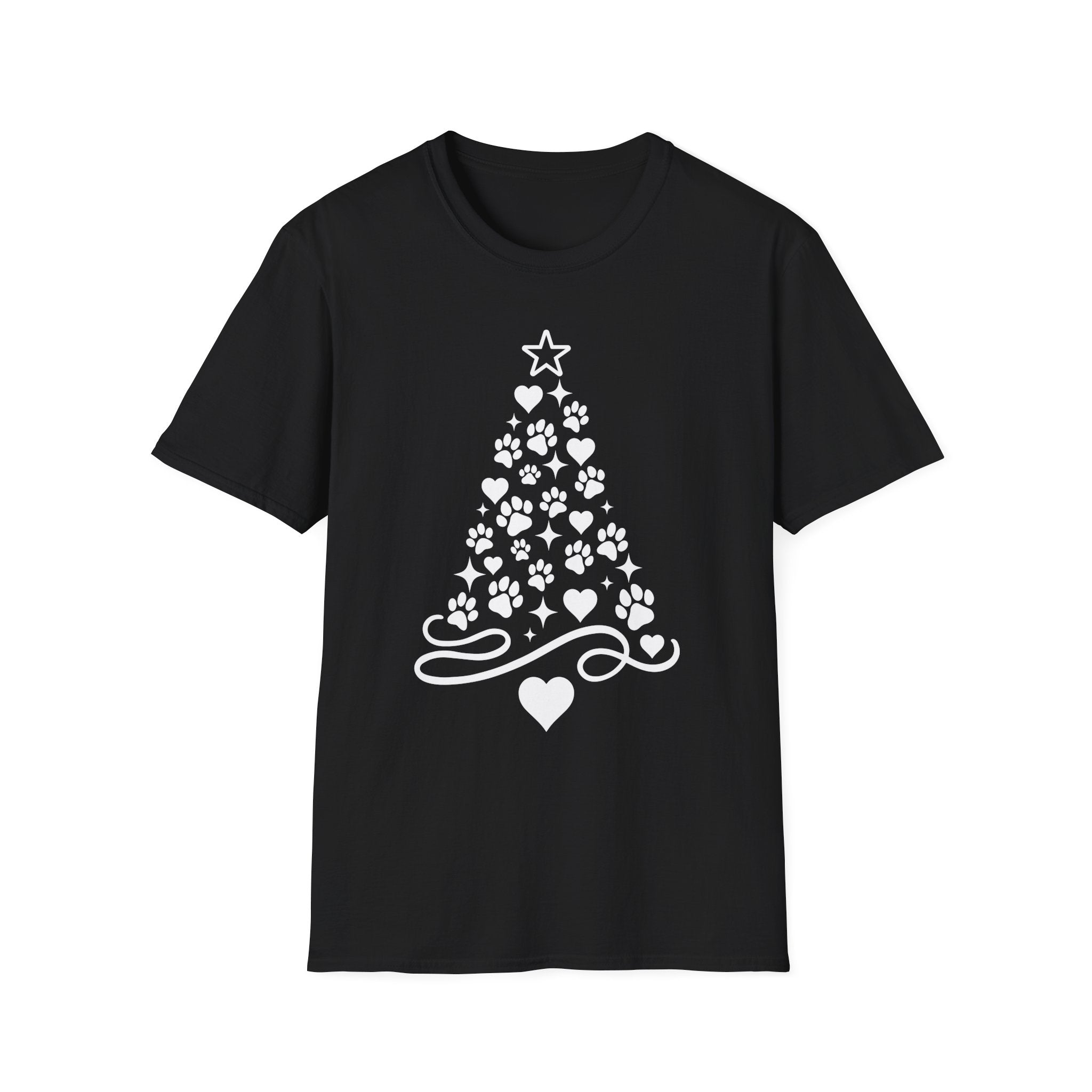 Paw Paw Print Christmas Tree T-Shirt | Dog Lover Holiday Tee