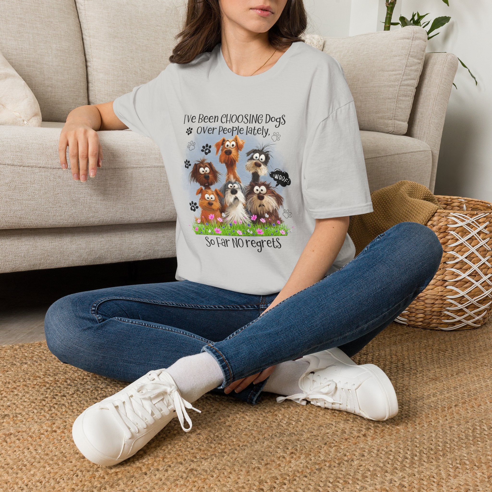 Choosing Dogs Over People T-Shirt | Cute Cartoon Dogs, Paw Print Design