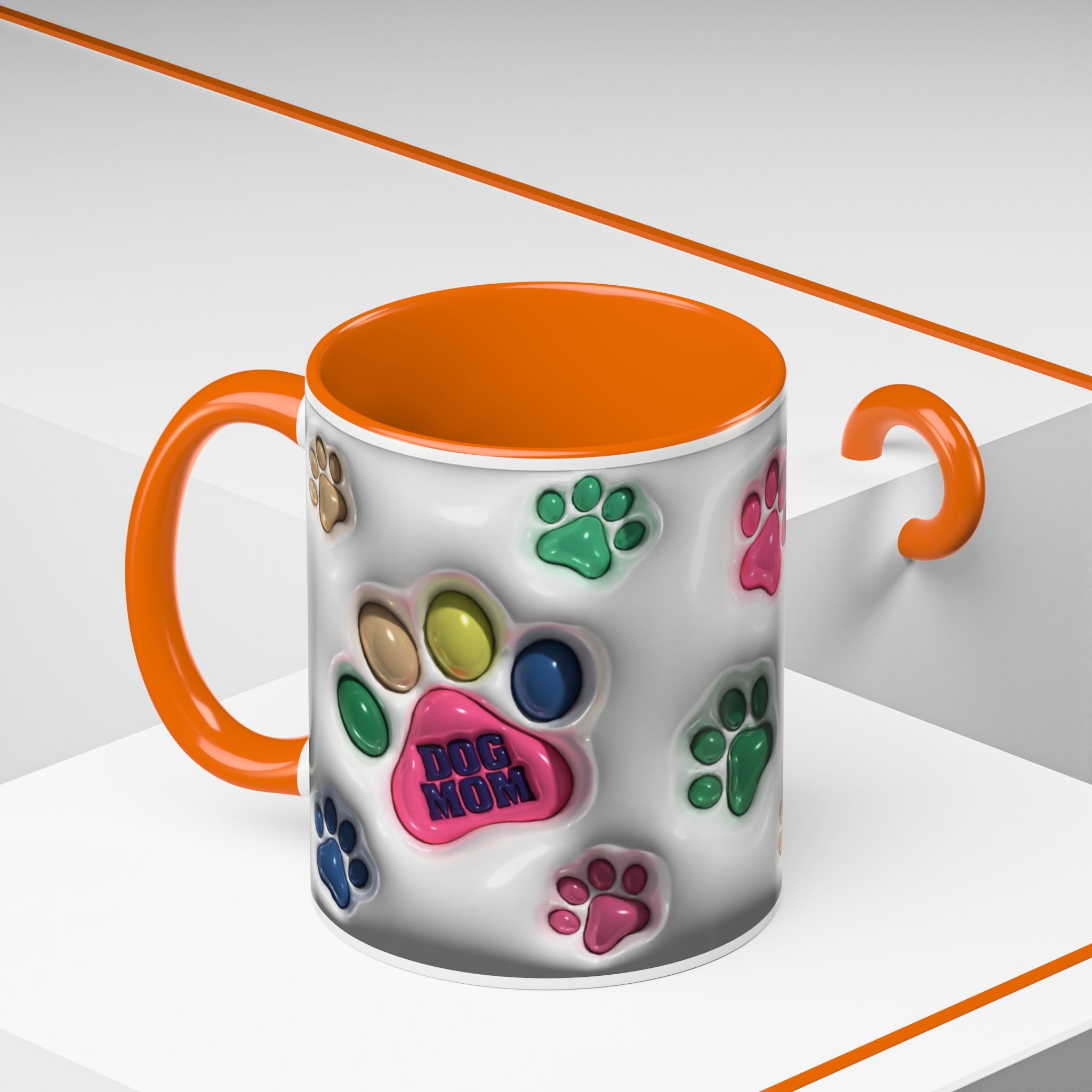 Colorful Paw Print Dog Mom Mug | Accent Coffee Mug