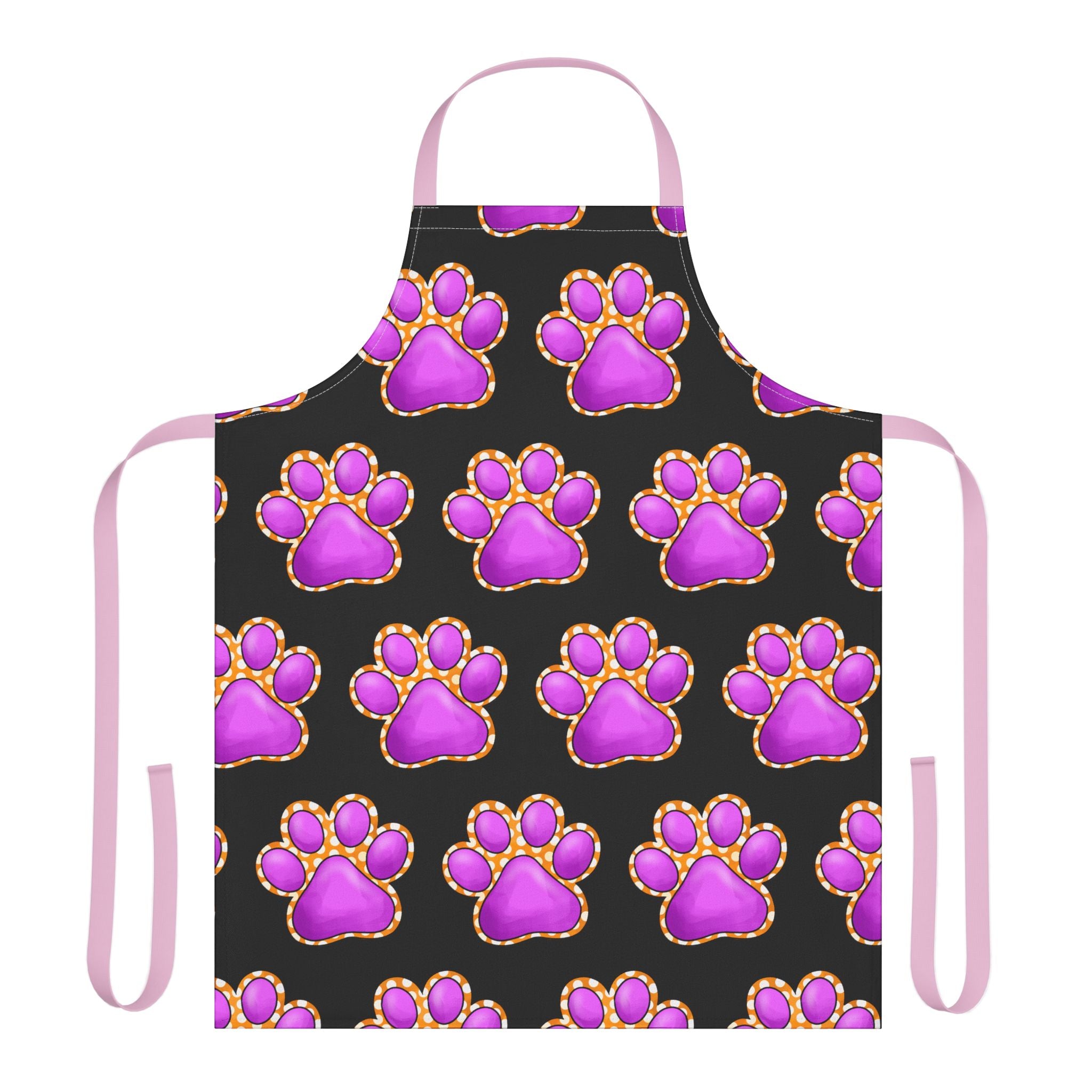 Purple Paw Print Apron | Pet Lover Kitchen Apron, Colorful Paw Pattern