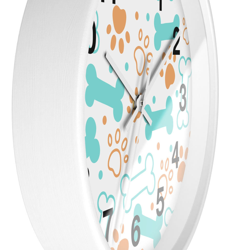 Dog Bones and Paw Prints Wall Clock | Pet-themed Nursery Clock