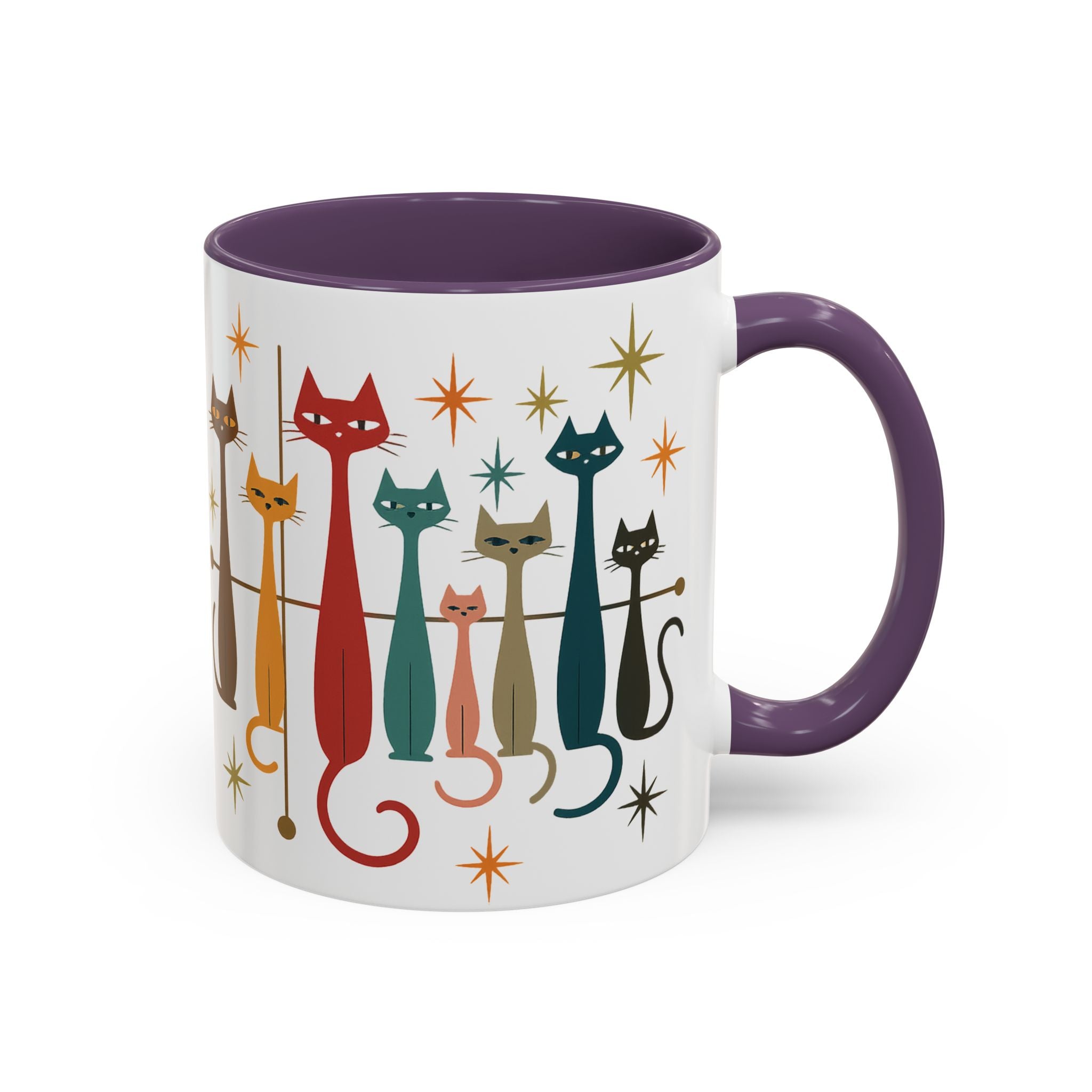 Retro Mid-Century Cats 1950s 1960s Accent Coffee Mug | 11oz 15oz