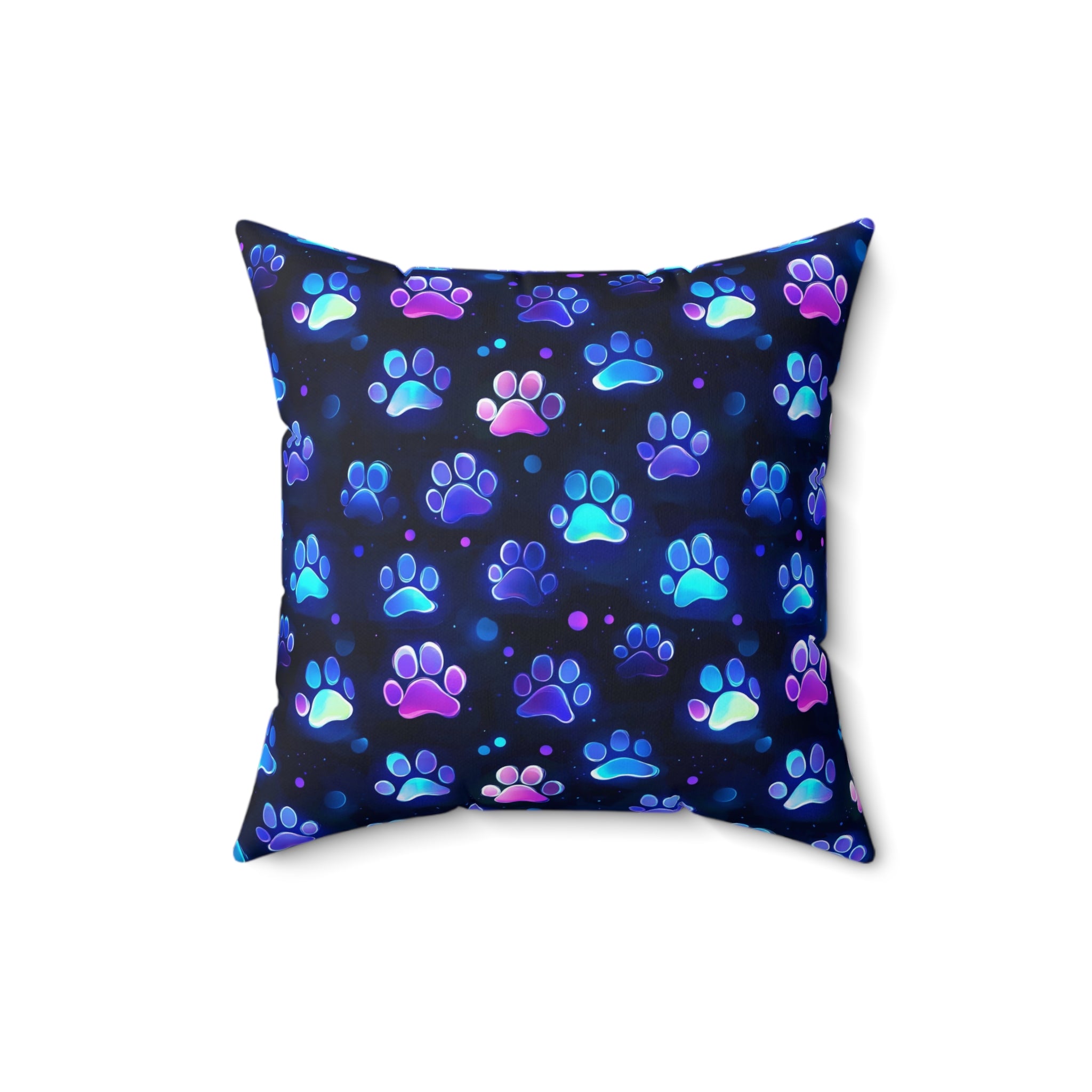 Neon Paw Print Pattern Pillow | Square Polyester Pillow