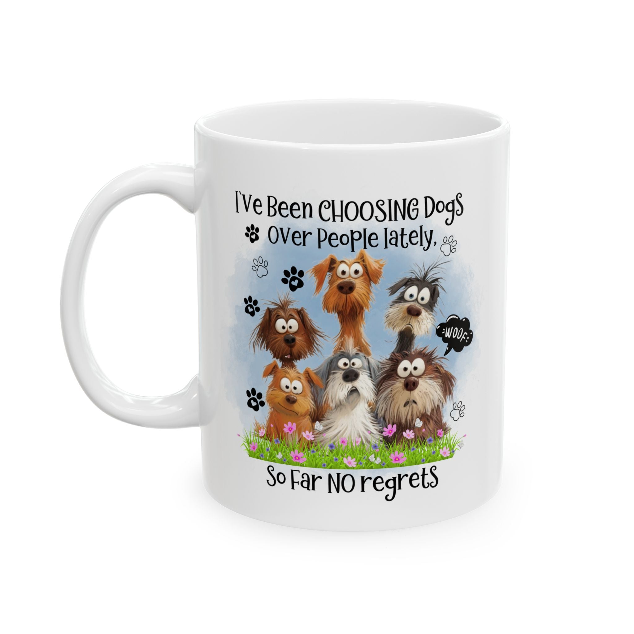I've Been Owned by Dogs Mug | Cute Paw Print Dog Stack Ceramic Mug