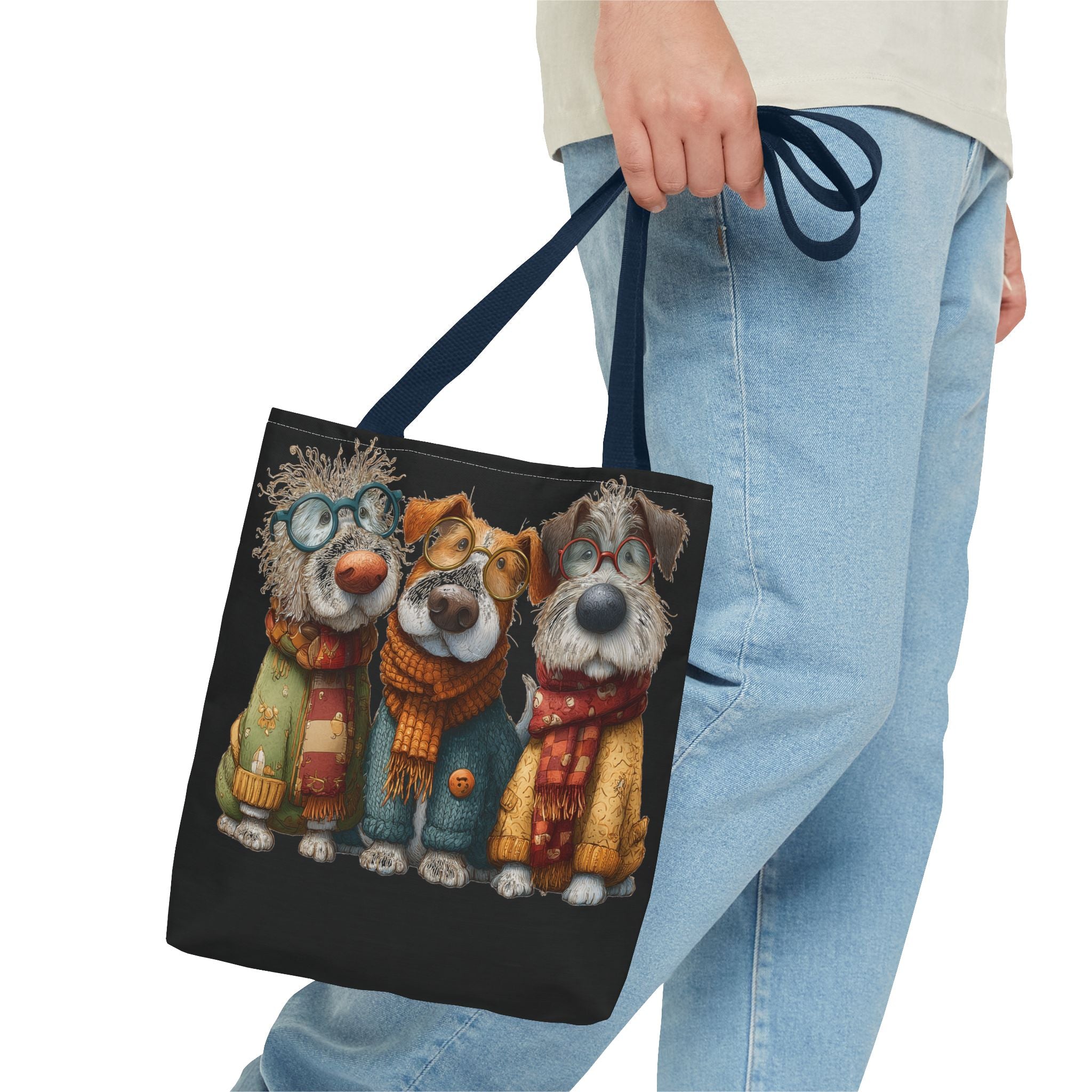 Three Cozy Dogs Tote Bag | Cute Winter Dogs Illustration