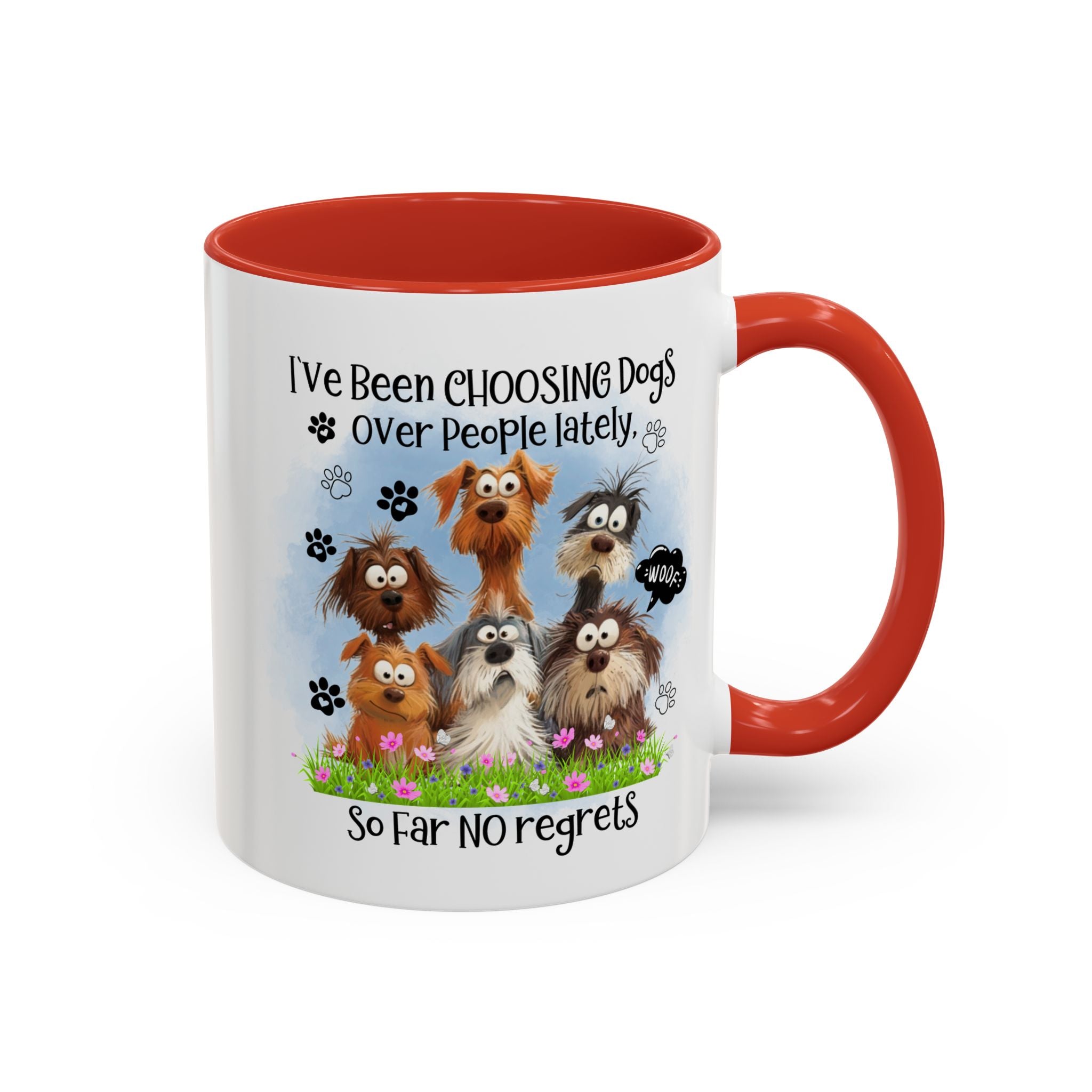 Choosing Dogs Over People Mug | Funny Cute Cartoon Dogs, 11oz 15oz Accent Coffee Mug
