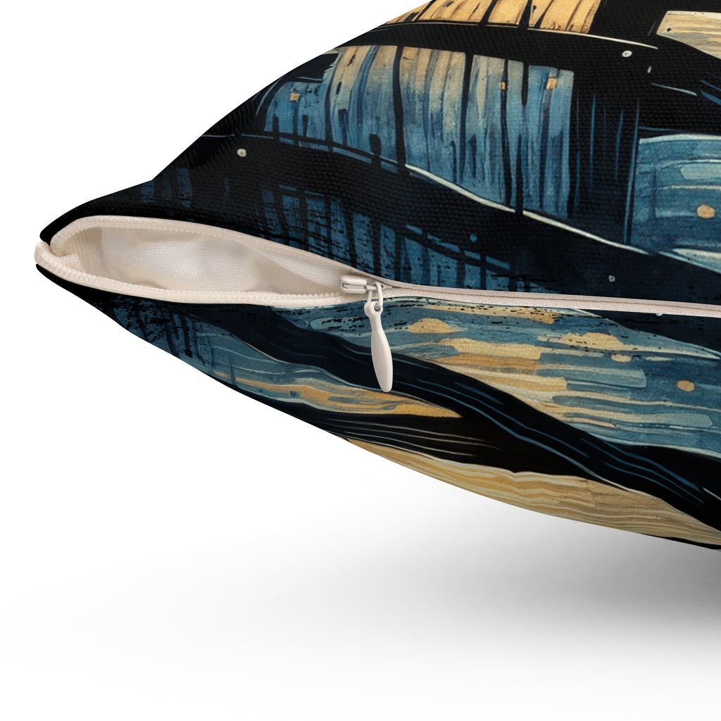 Starry Night Cat pillow | Square Decorative Pillow, Van Gogh Style Night Sky