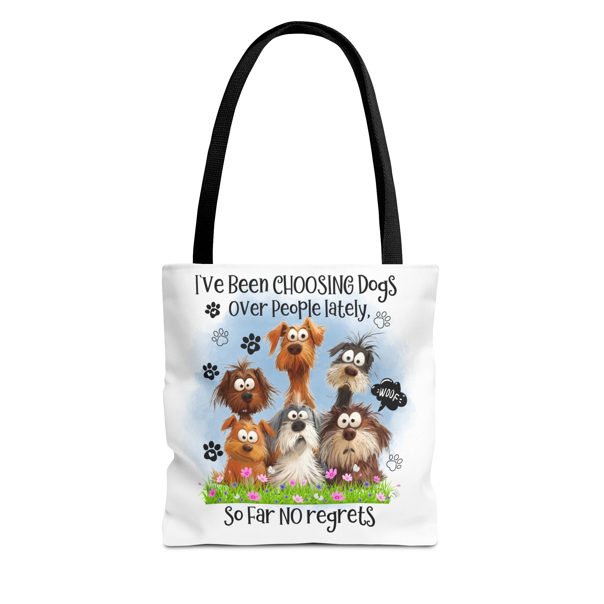 Choosing Dogs Over People Tote Bag | Cute Cartoon Dogs, Paw Print Design