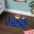 Neon Paw Print Pet Food Mat (12x18) | Blue Purple Paw Pattern