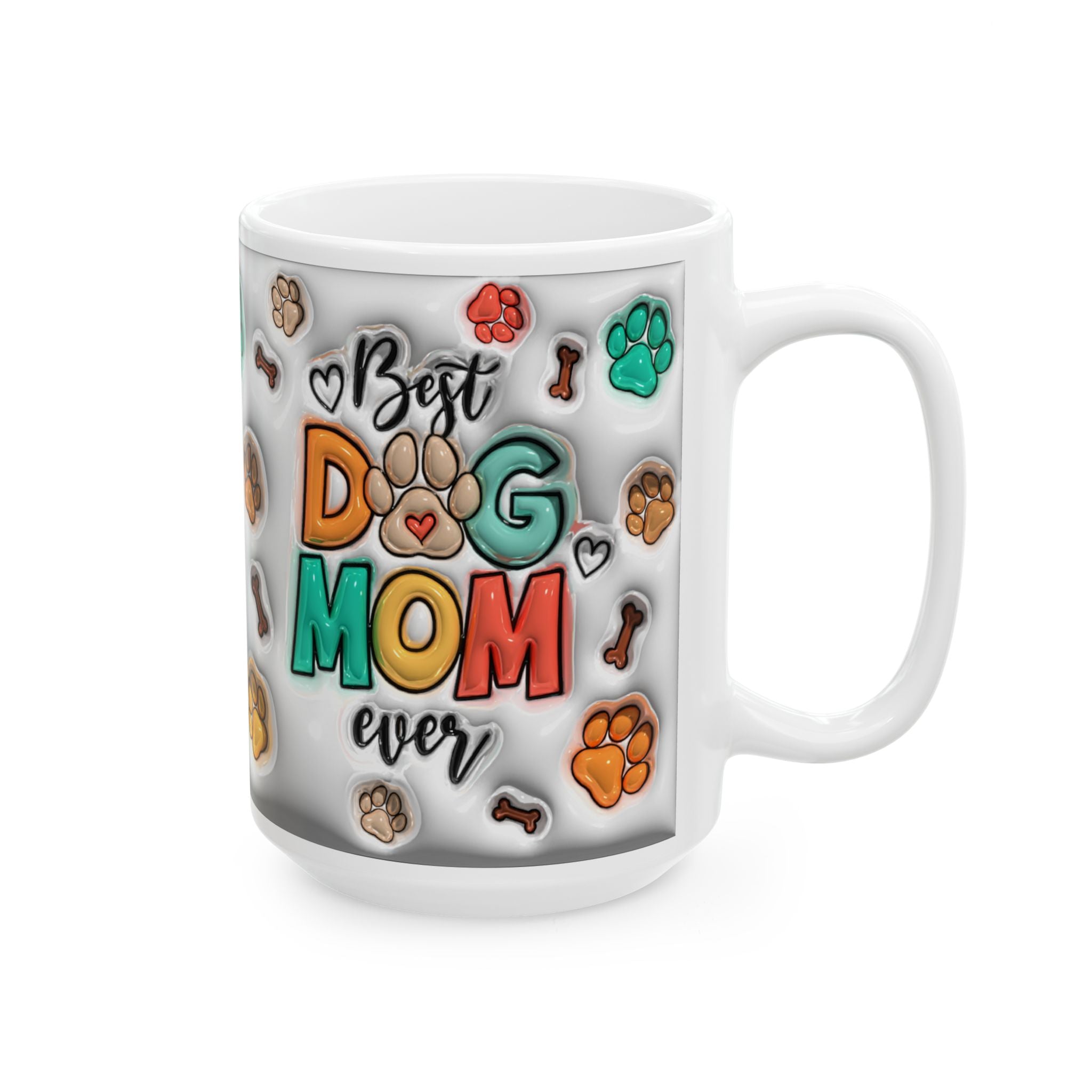 Best Dog Mom mug | Paw Print Pattern Ceramic Mug, 11oz or 15oz