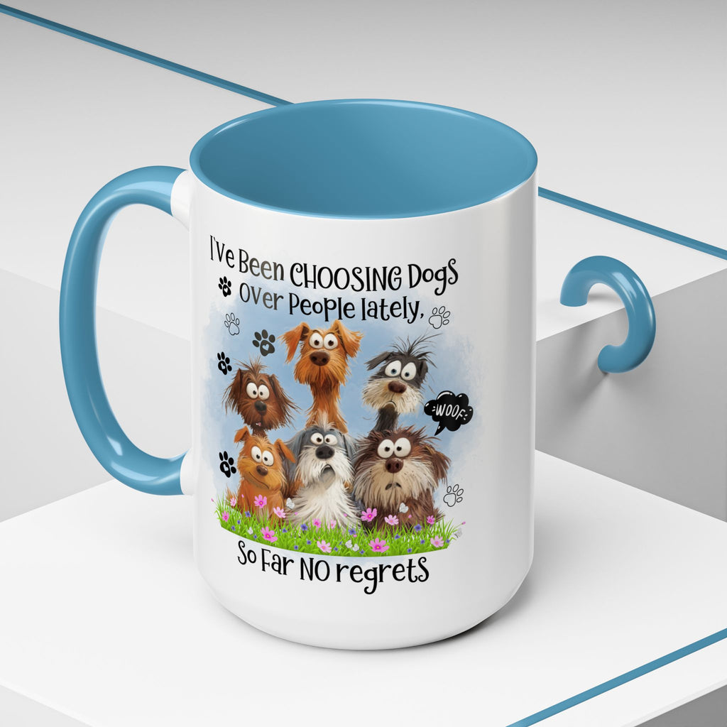 Choosing Dogs Over People Mug | Funny Cute Cartoon Dogs, 11oz 15oz Accent Coffee Mug