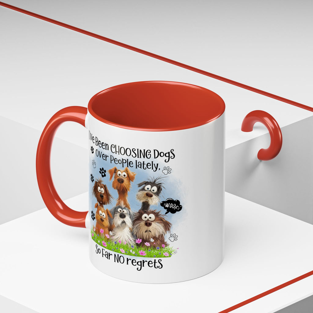 Choosing Dogs Over People Mug | Funny Cute Cartoon Dogs, 11oz 15oz Accent Coffee Mug