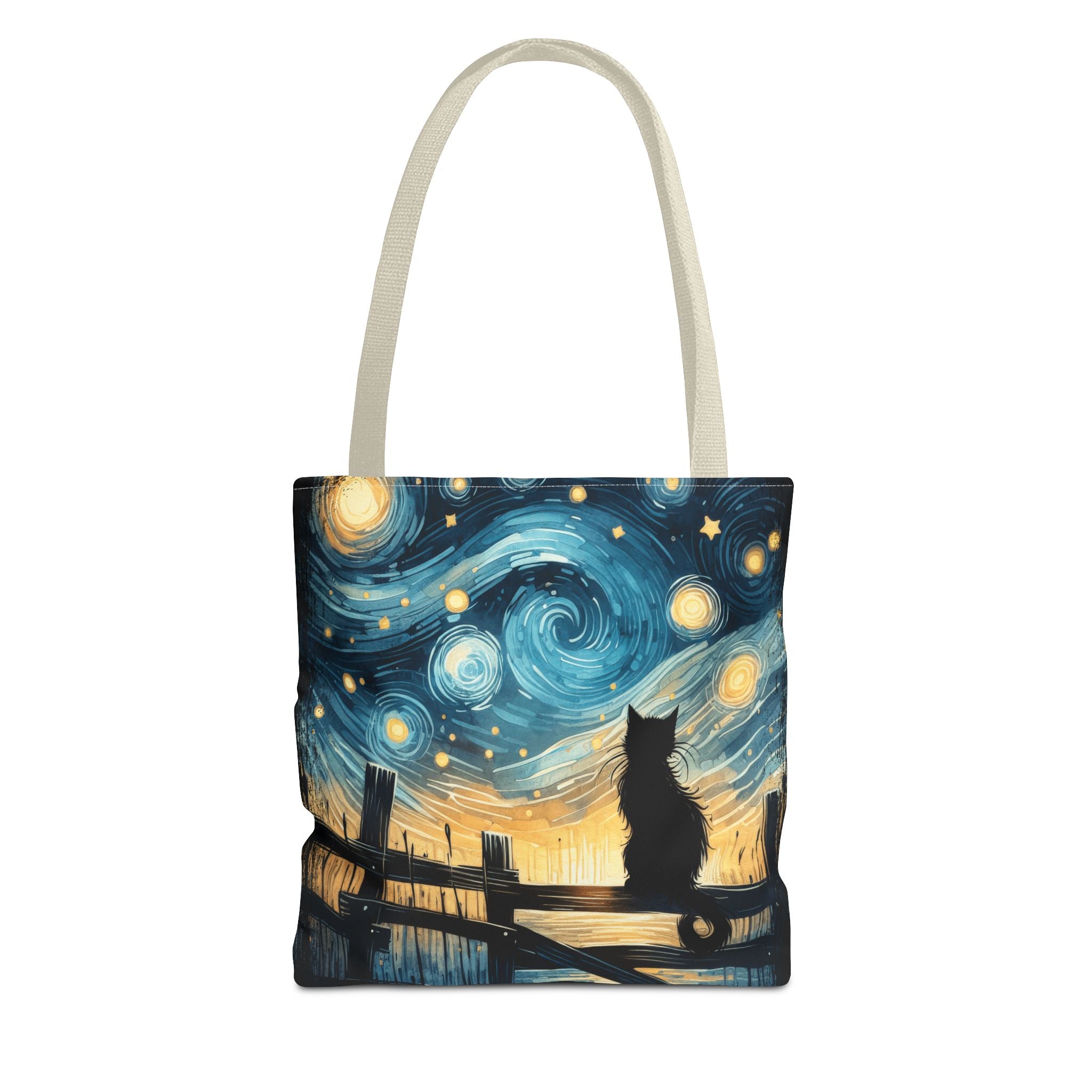 Starry Night Cat Tote | Van Gogh Inspired Swirling Sky Bag