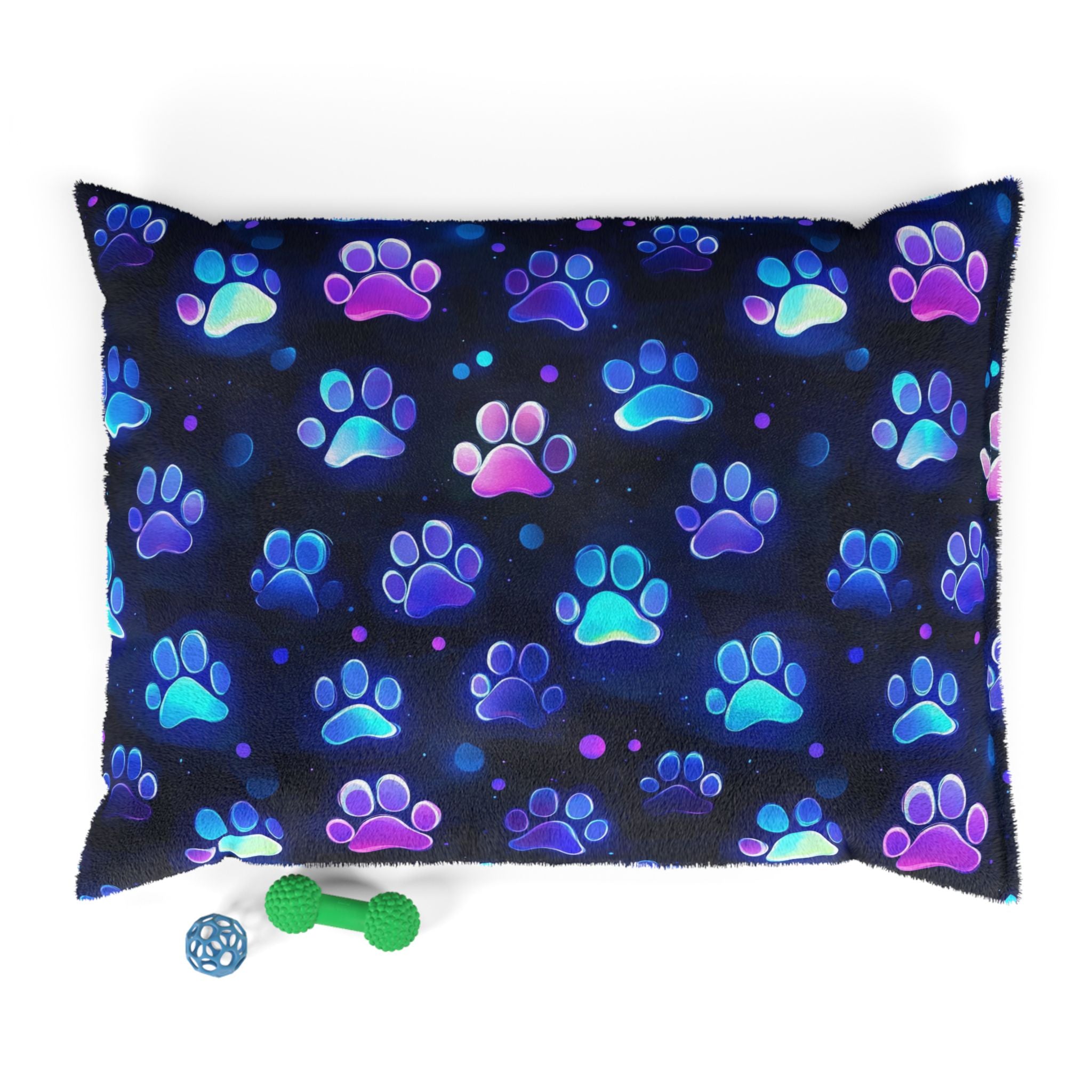 Neon Paw Print Pet Bed | Glow Paw Pattern Pillow Cushion