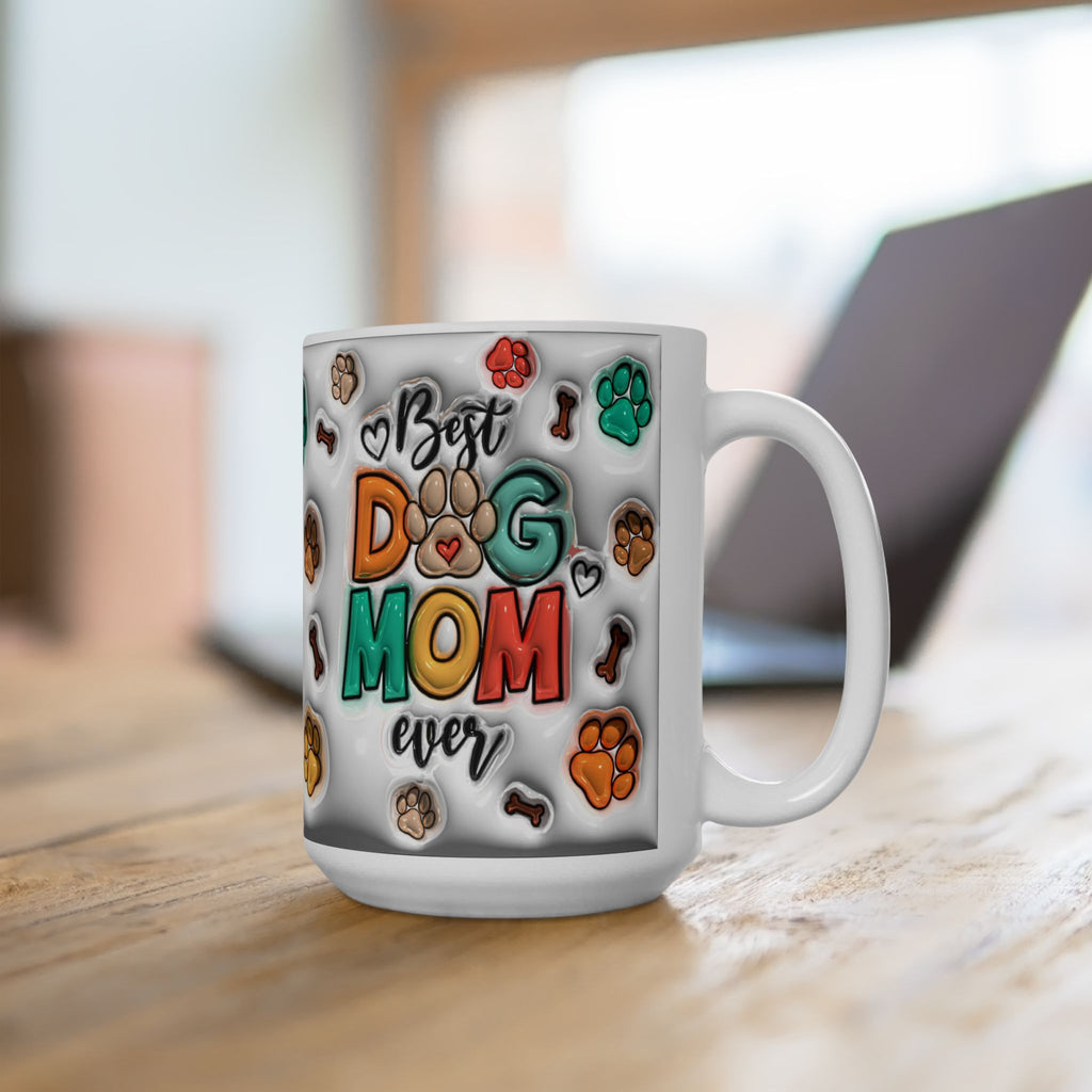 Best Dog Mom mug | Paw Print Pattern Ceramic Mug, 11oz or 15oz