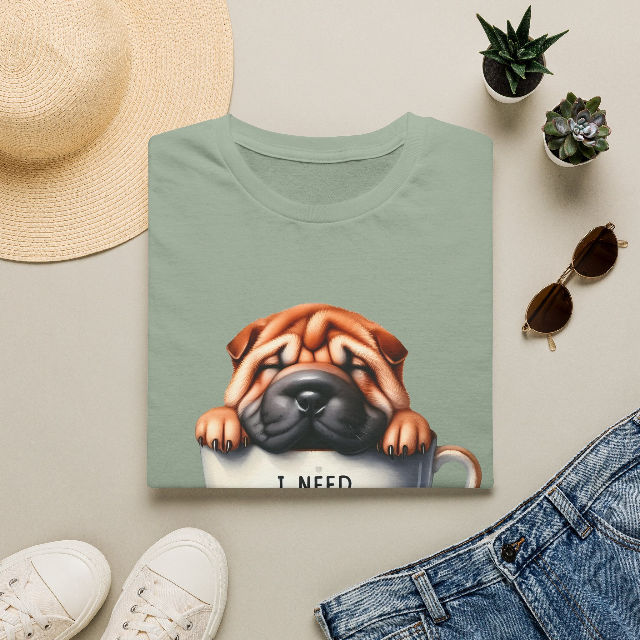Pug in Coffee Cup T-Shirt | I Need Coffee Puppy Tee