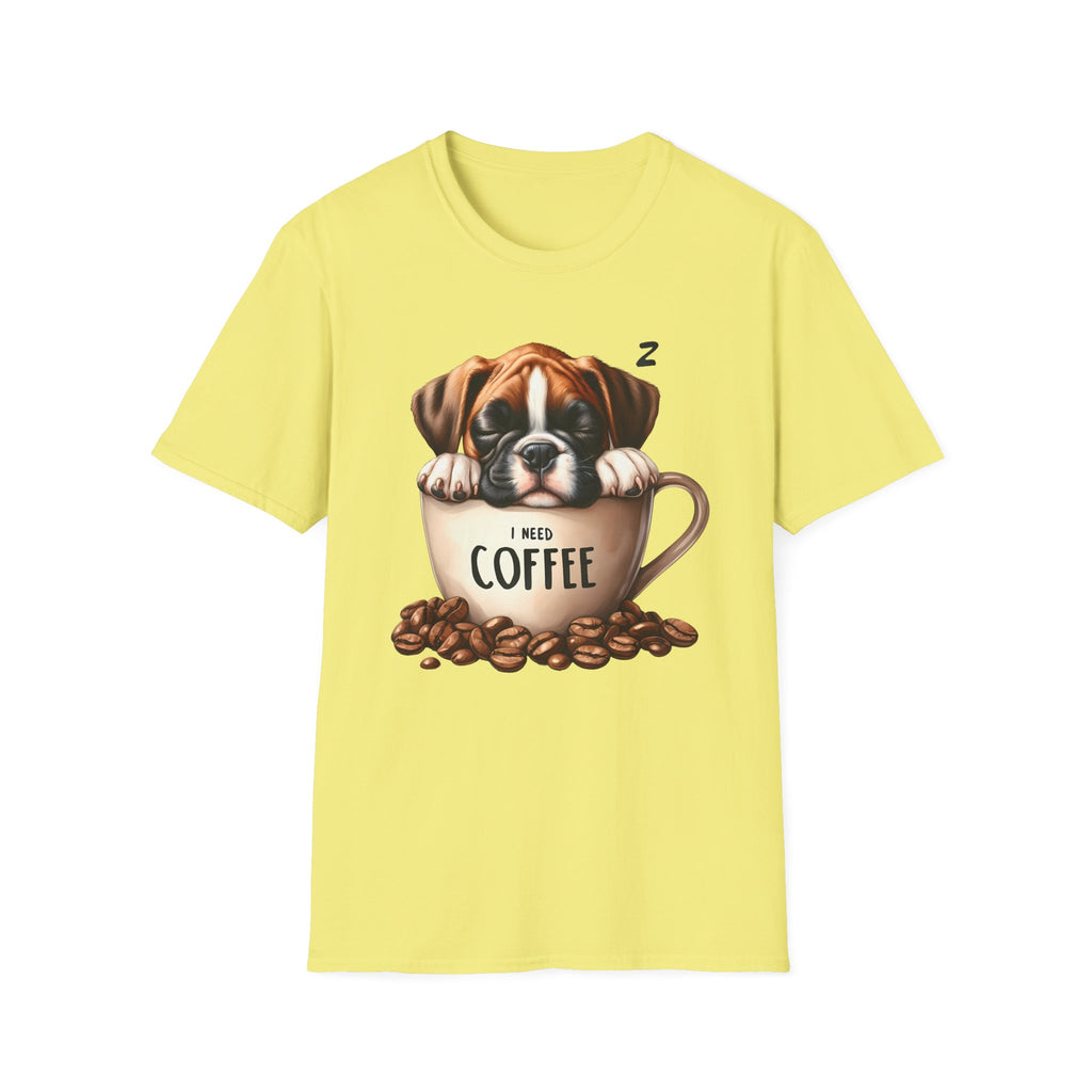 Sleeping Puppy in Coffee Cup T-Shirt | I Need Coffee Design
