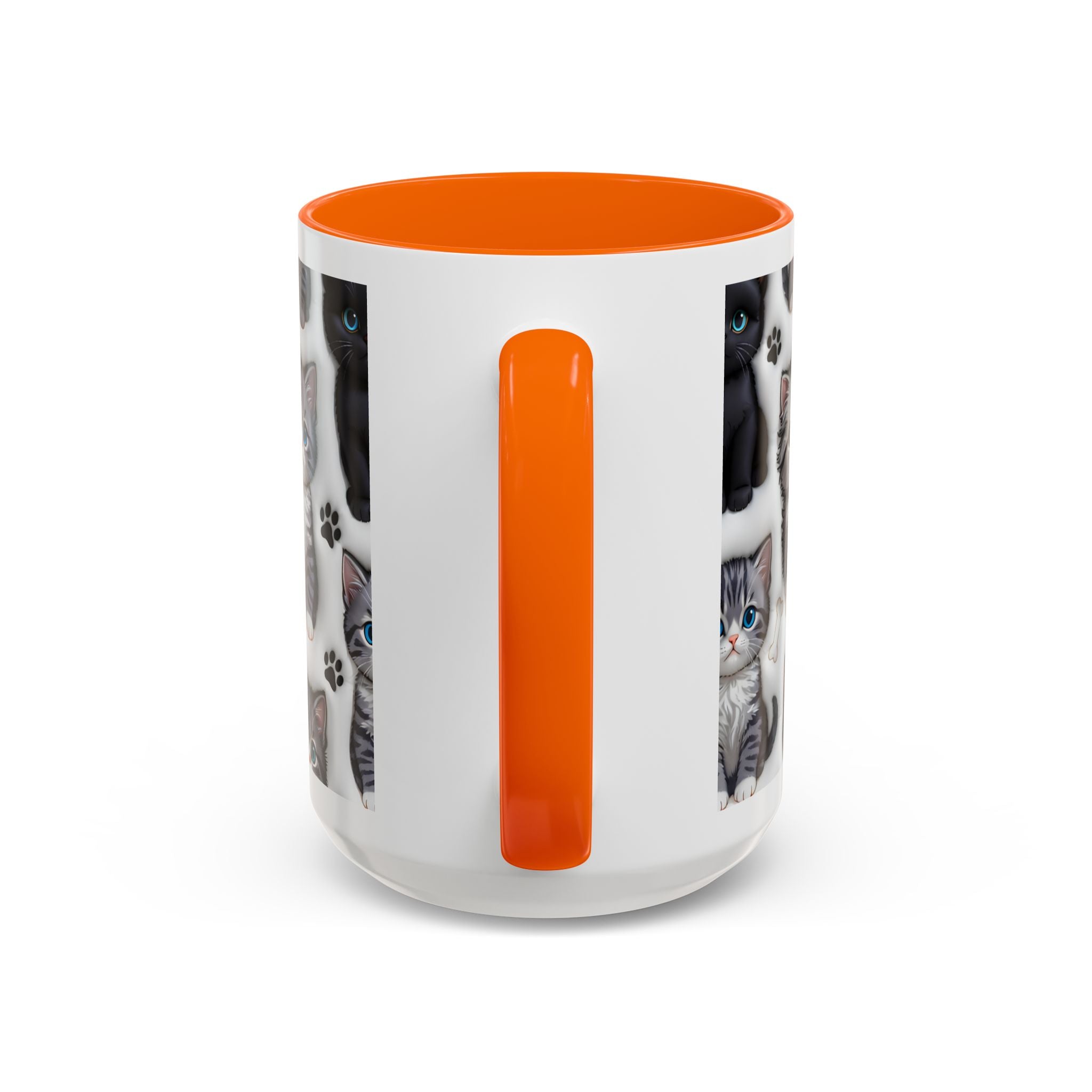 Cute Kitten Pattern Accent Coffee Mug | Cat Paw Print Design