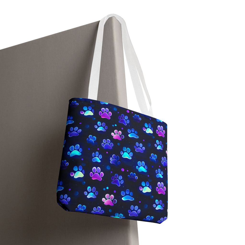 Neon Paw Print Tote | Colorful Cat Dog Paw Pattern All Over Print