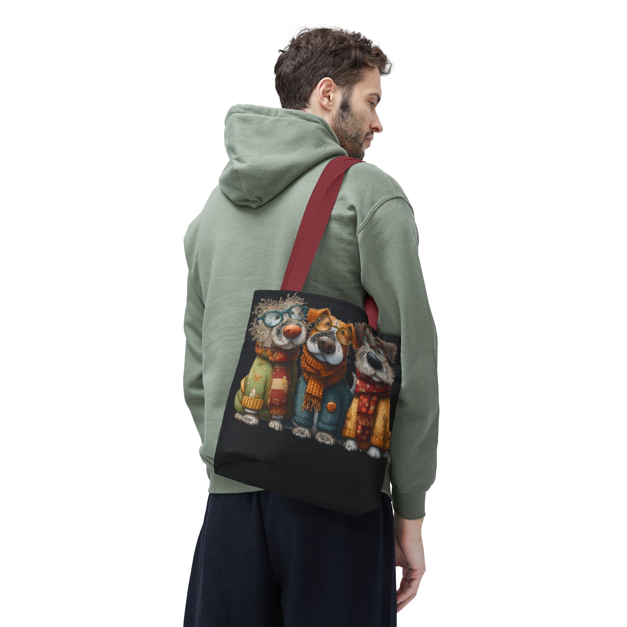 Three Cozy Dogs Tote Bag | Cute Winter Dogs Illustration