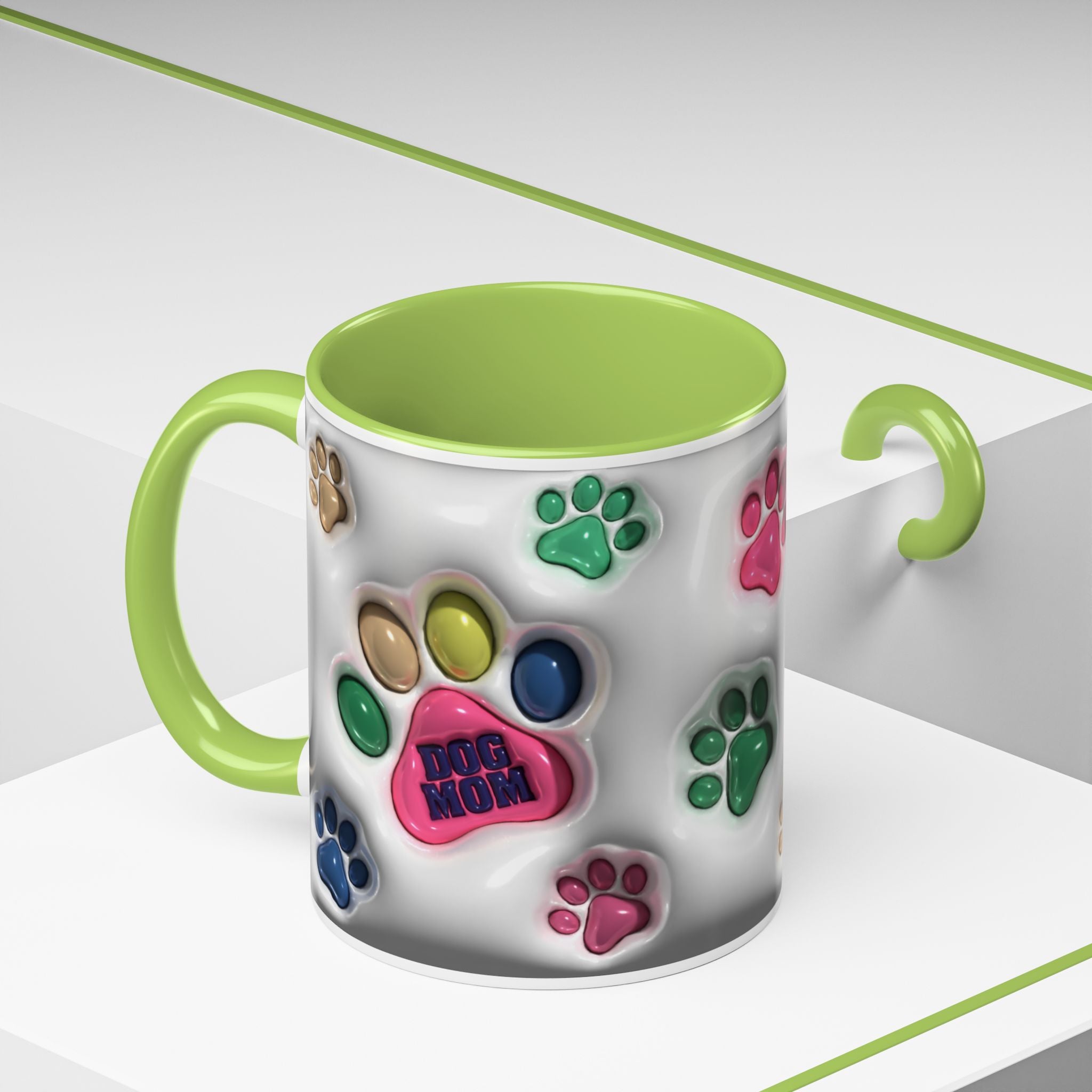Colorful Paw Print Dog Mom Mug | Accent Coffee Mug