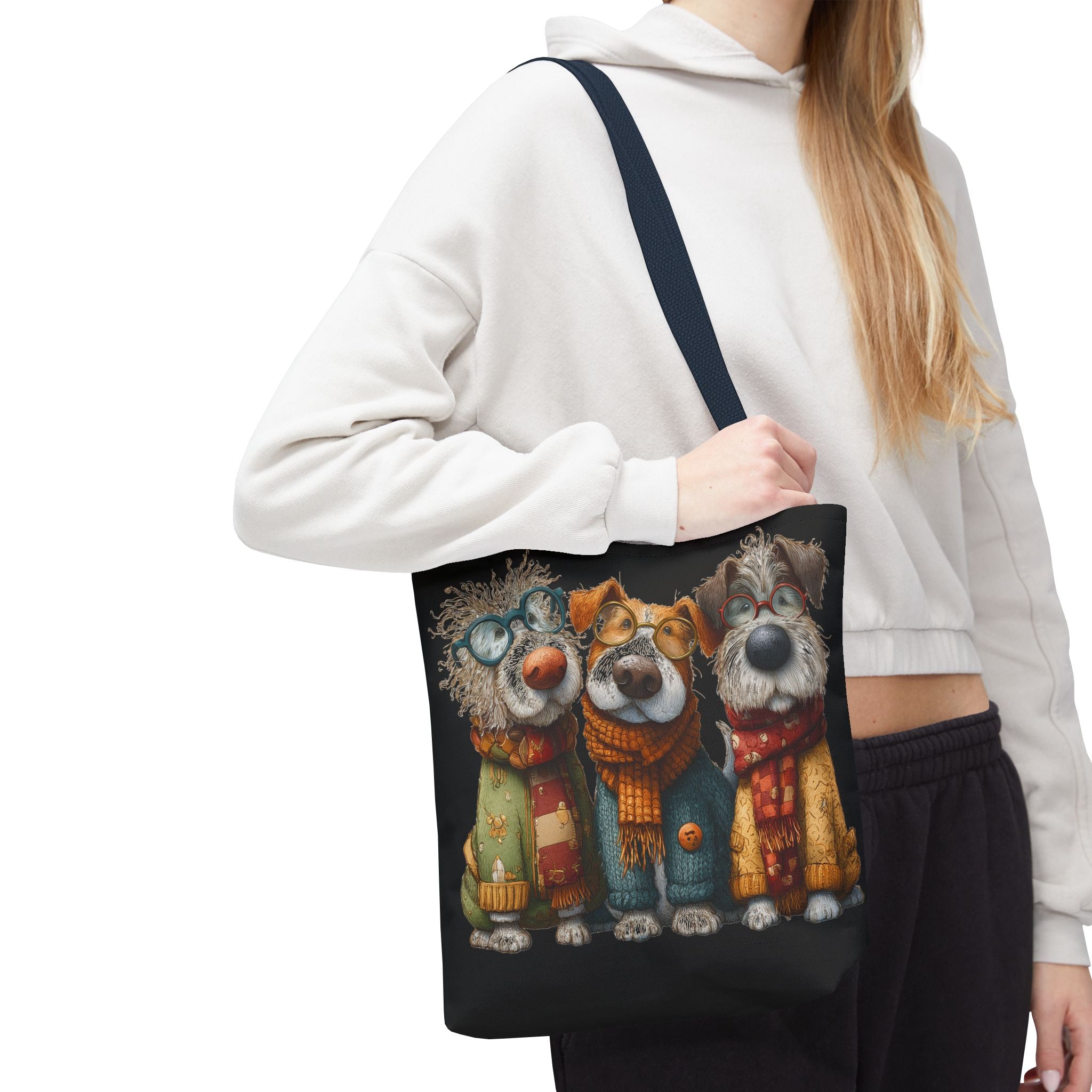 Three Cozy Dogs Tote Bag | Cute Winter Dogs Illustration