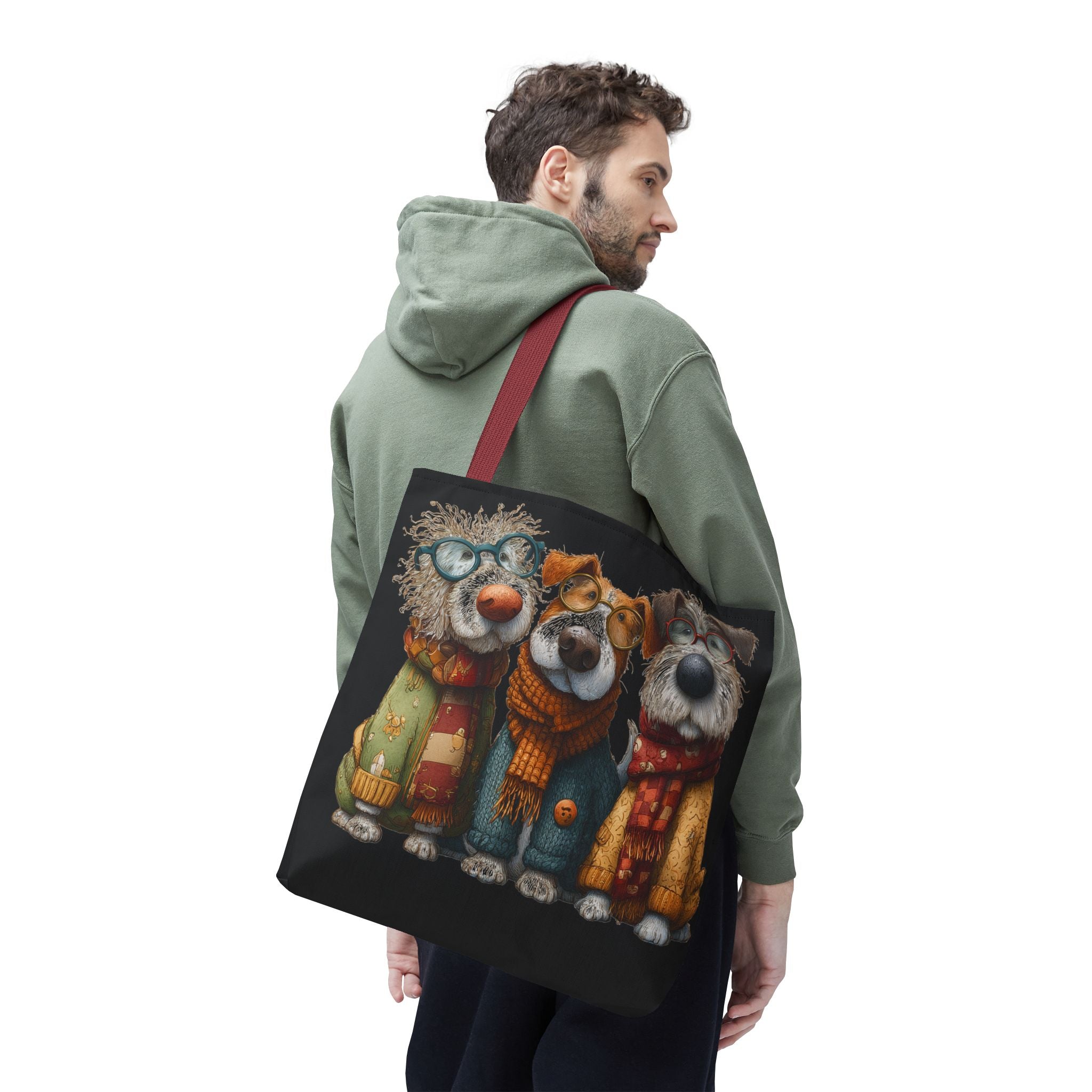 Three Cozy Dogs Tote Bag | Cute Winter Dogs Illustration