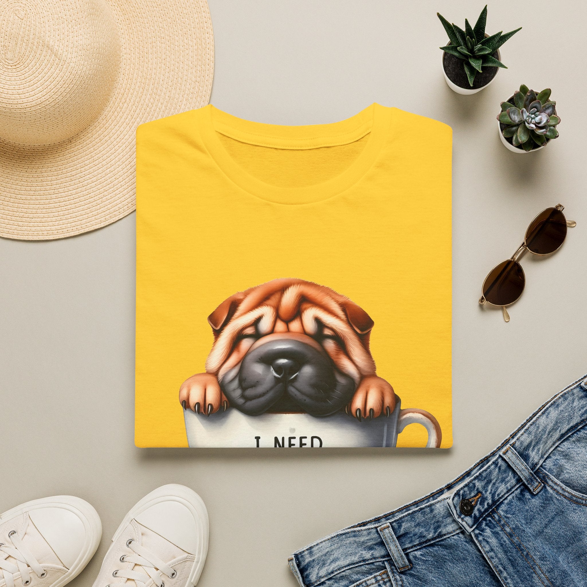 Pug in Coffee Cup T-Shirt | I Need Coffee Puppy Tee