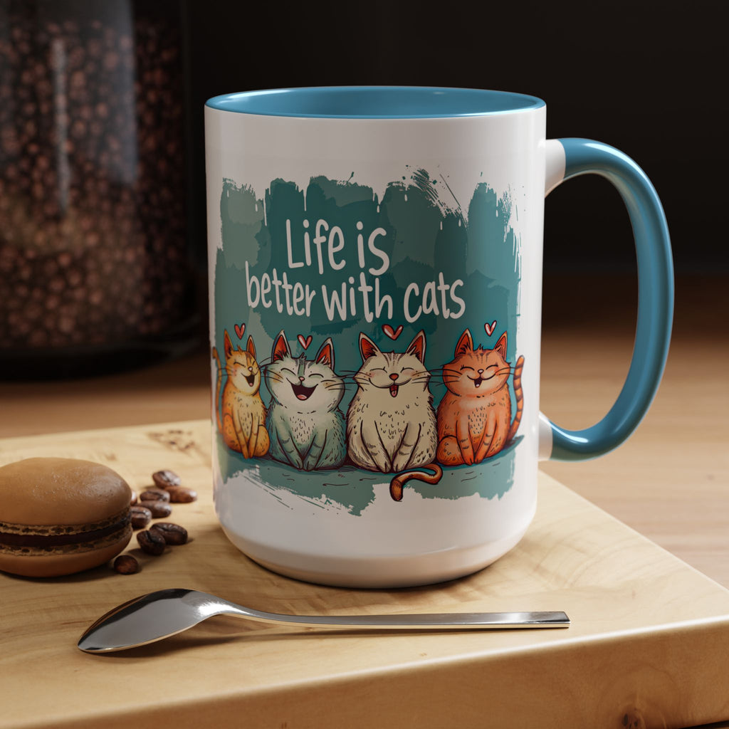 Life Is Better With Cats Coffee Mug | Accent Two-Tone Mug