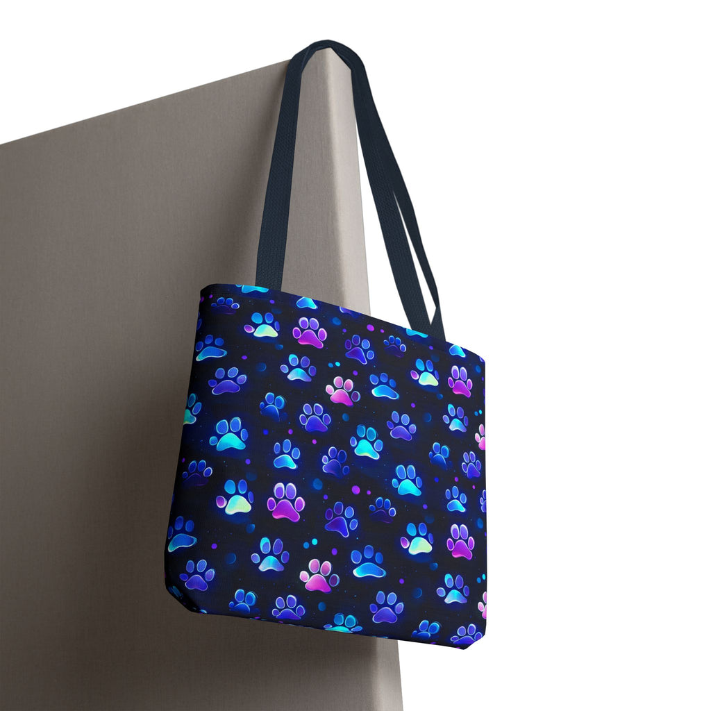 Neon Paw Print Tote | Colorful Cat Dog Paw Pattern All Over Print