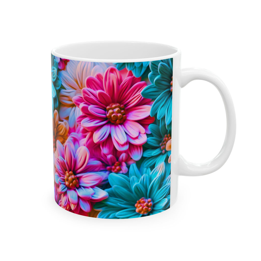 Colorful Daisy Pattern Mug | Floral Ceramic Coffee Cup