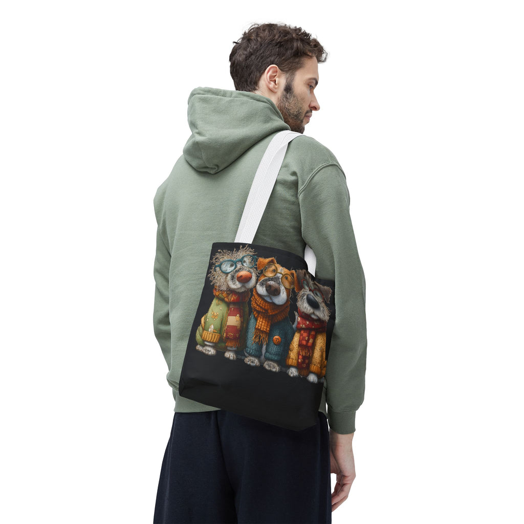 Three Cozy Dogs Tote Bag | Cute Winter Dogs Illustration