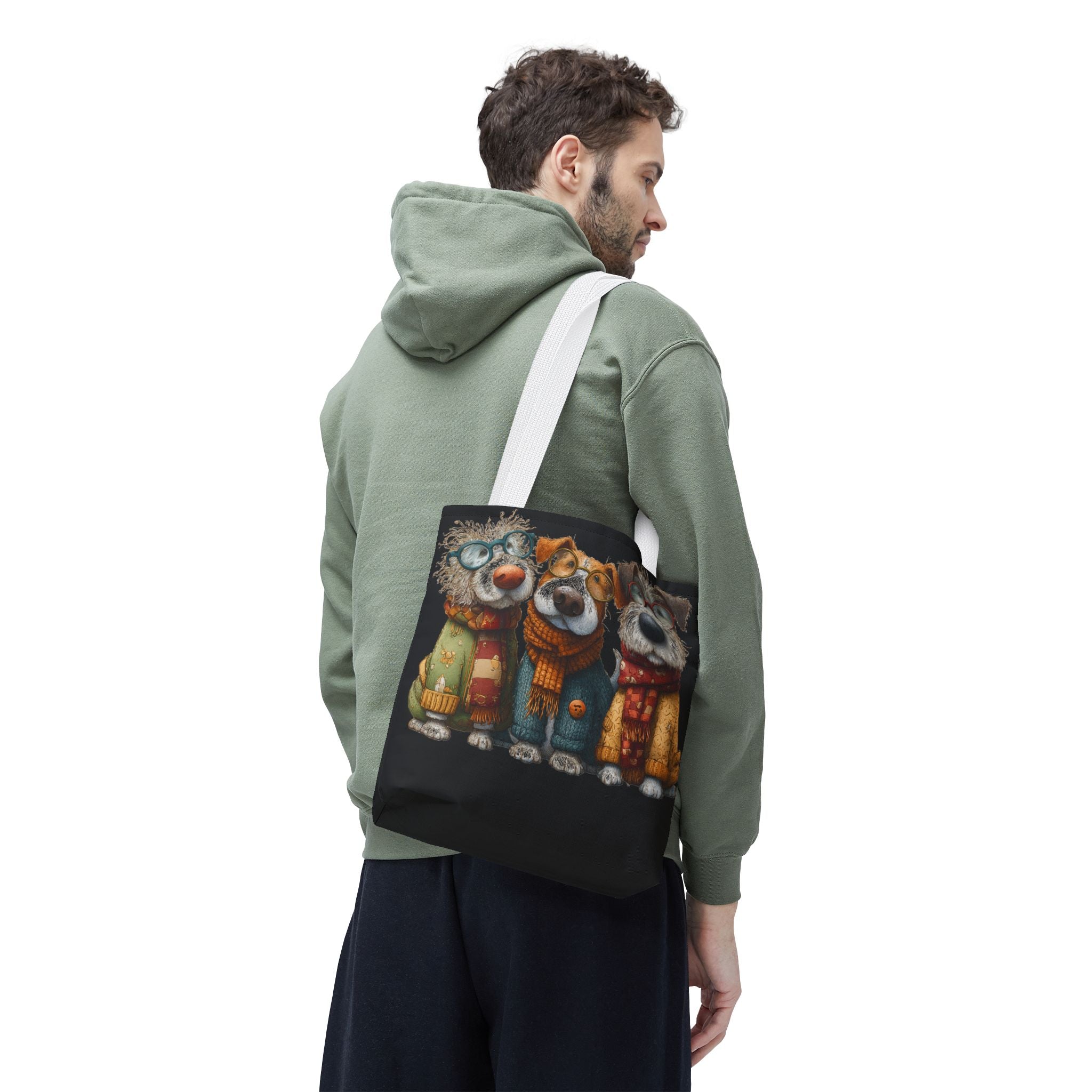 Three Cozy Dogs Tote Bag | Cute Winter Dogs Illustration