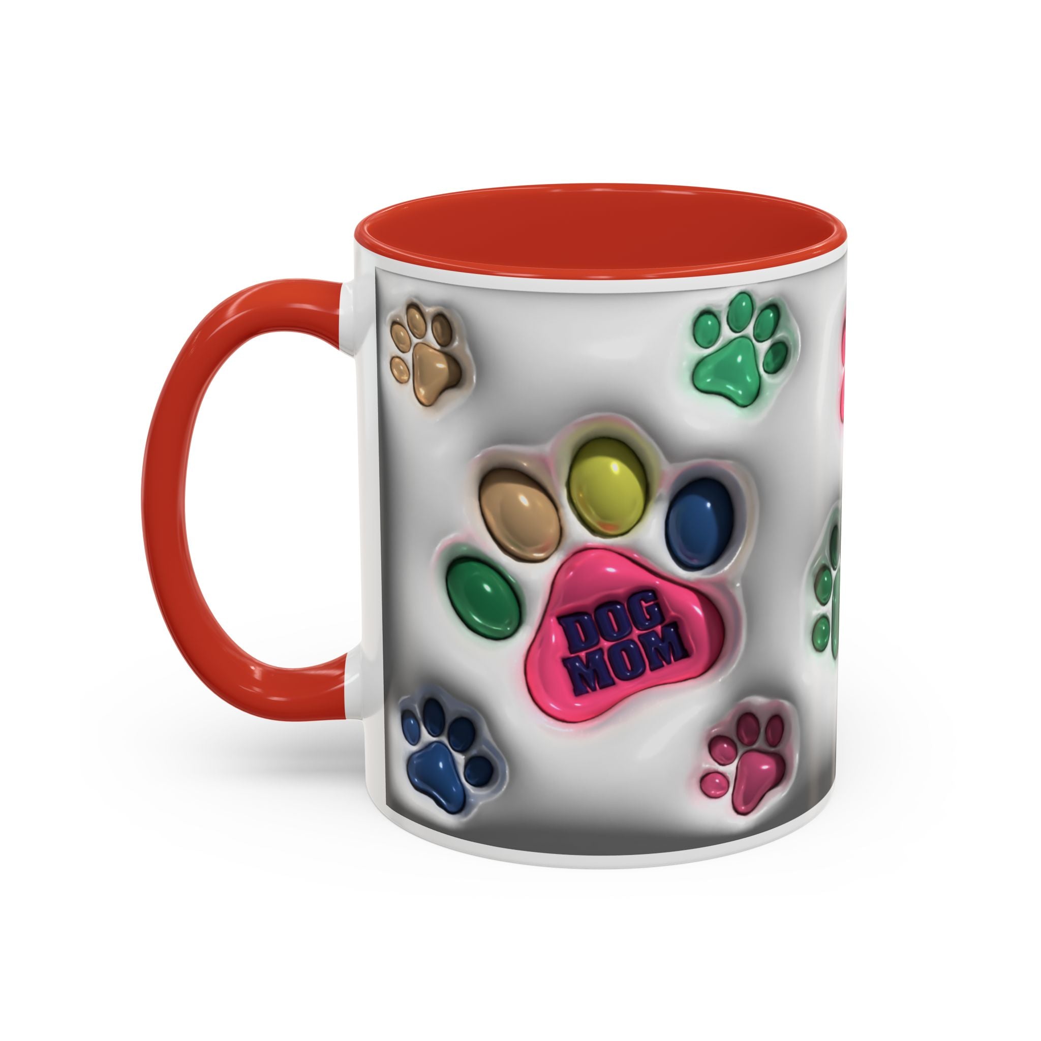 Colorful Paw Print Dog Mom Mug | Accent Coffee Mug