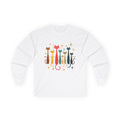 Retro Colorful Cats 1950s 1960s Long Sleeve Tee | Mid-Century Modern Kitty Illustration
