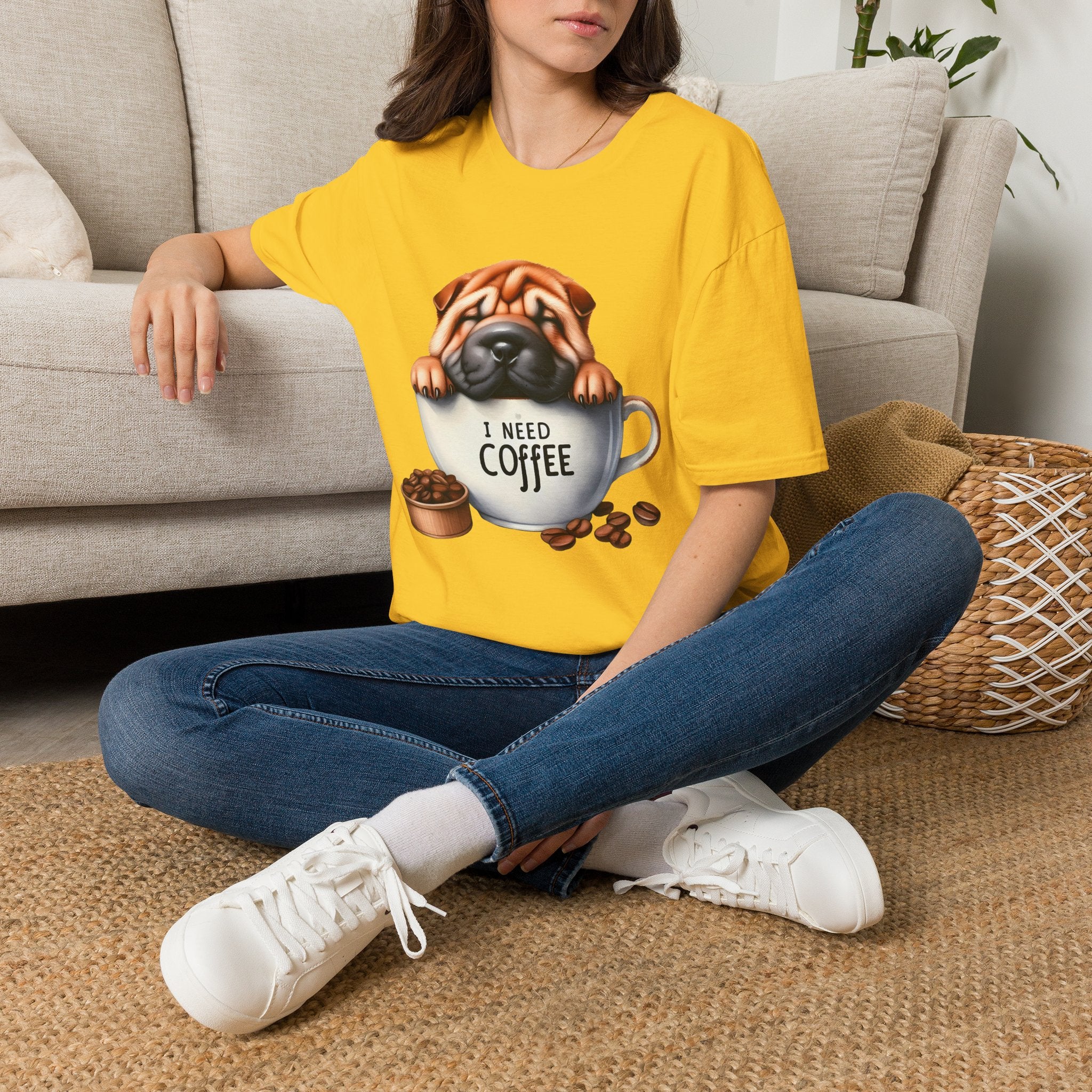Pug in Coffee Cup T-Shirt | I Need Coffee Puppy Tee