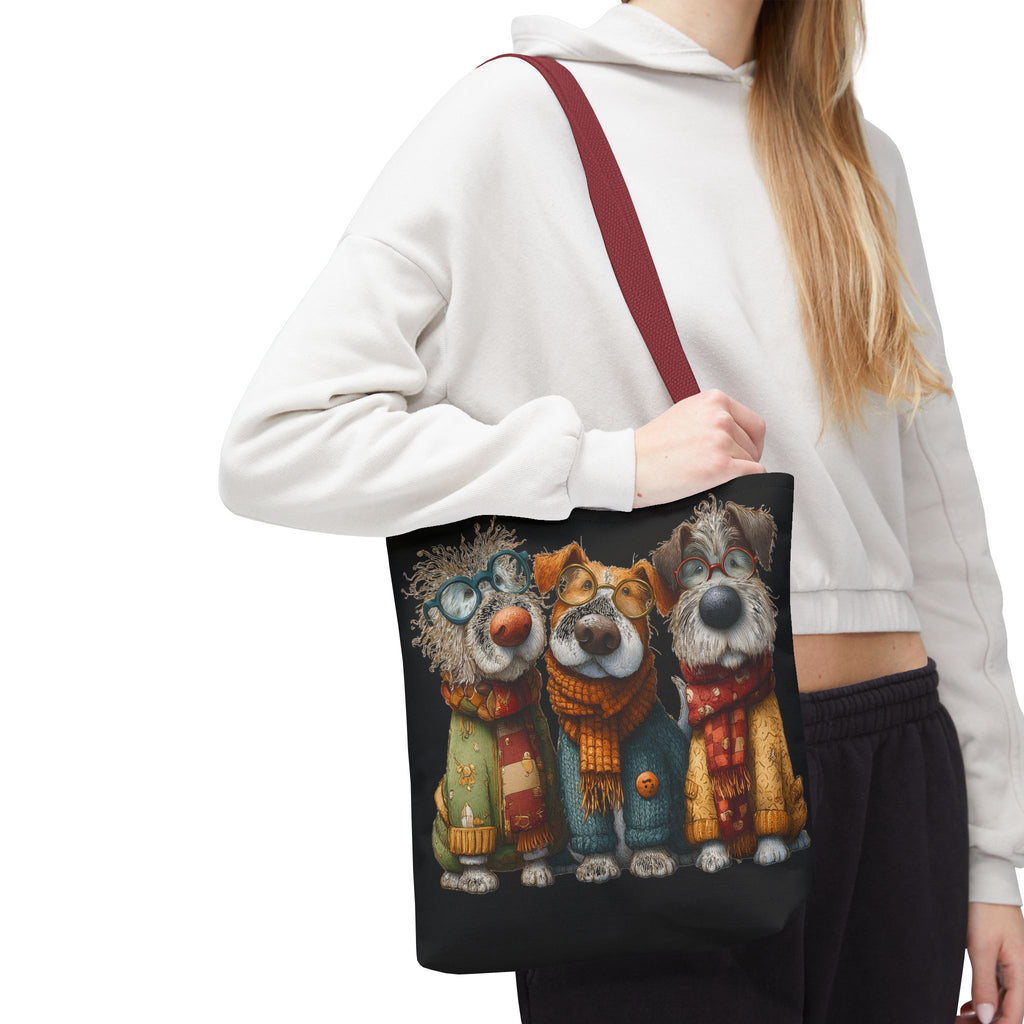 Three Cozy Dogs Tote Bag | Cute Winter Dogs Illustration